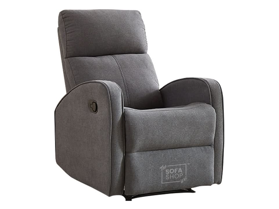 1 Seater Dark Grey Fabric Manual Recliner Armchair With High-Back Support & Comfortable Padding | Parma | The Sofa Shop - Image 4