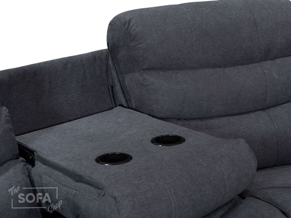 Recliner Corner Sofa in Dark Grey Fabric with Drop Down Tables & Cup Holders I Ex-display I Sortino I The Sofa Shop - Image 13