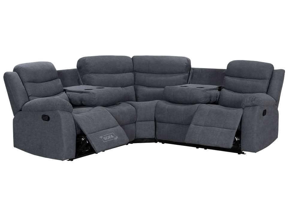 Recliner Corner Sofa in Dark Grey Fabric with Drop Down Tables & Cup Holders I Ex-display I Sortino I The Sofa Shop - Image 2