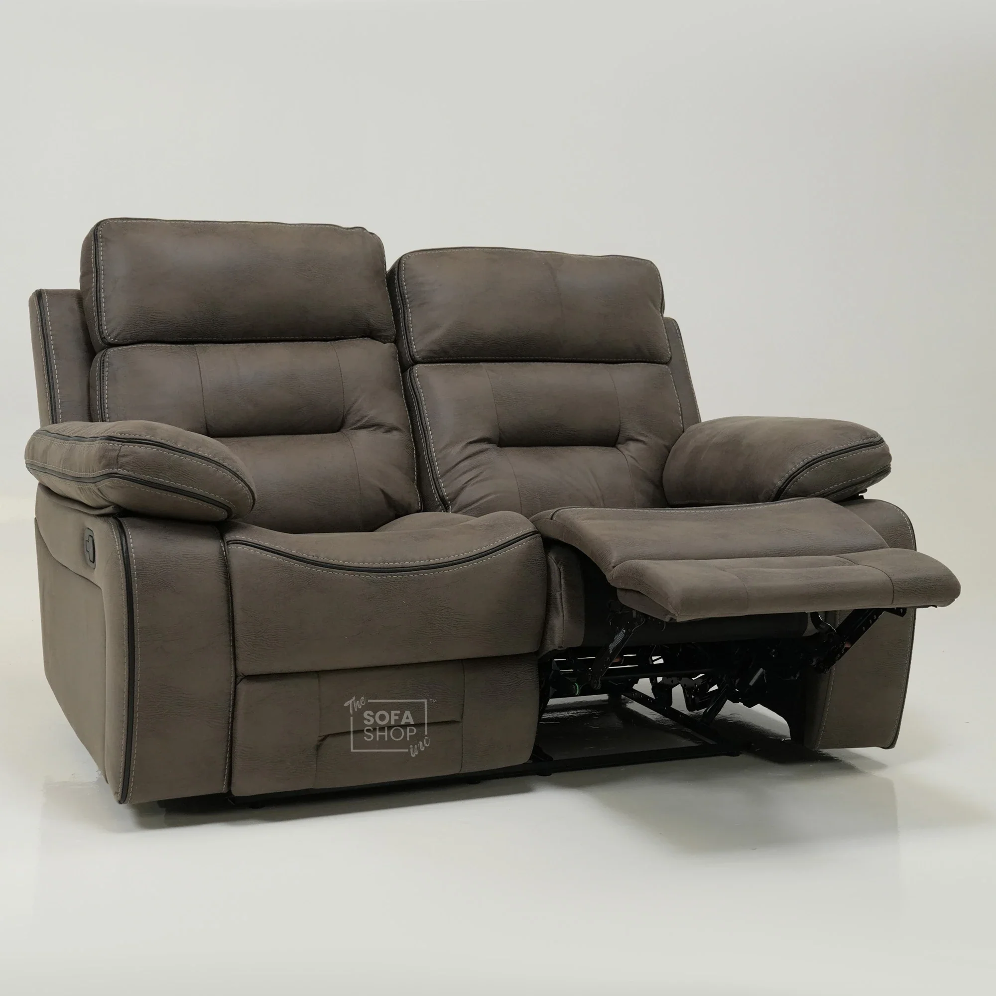 2 Seater Brown Fabric Manual Recliner Sofa with Padded Lumbar & Soft Cosy Fabric | Tuscany | Ex-Display | The Sofa Shop - Image 10