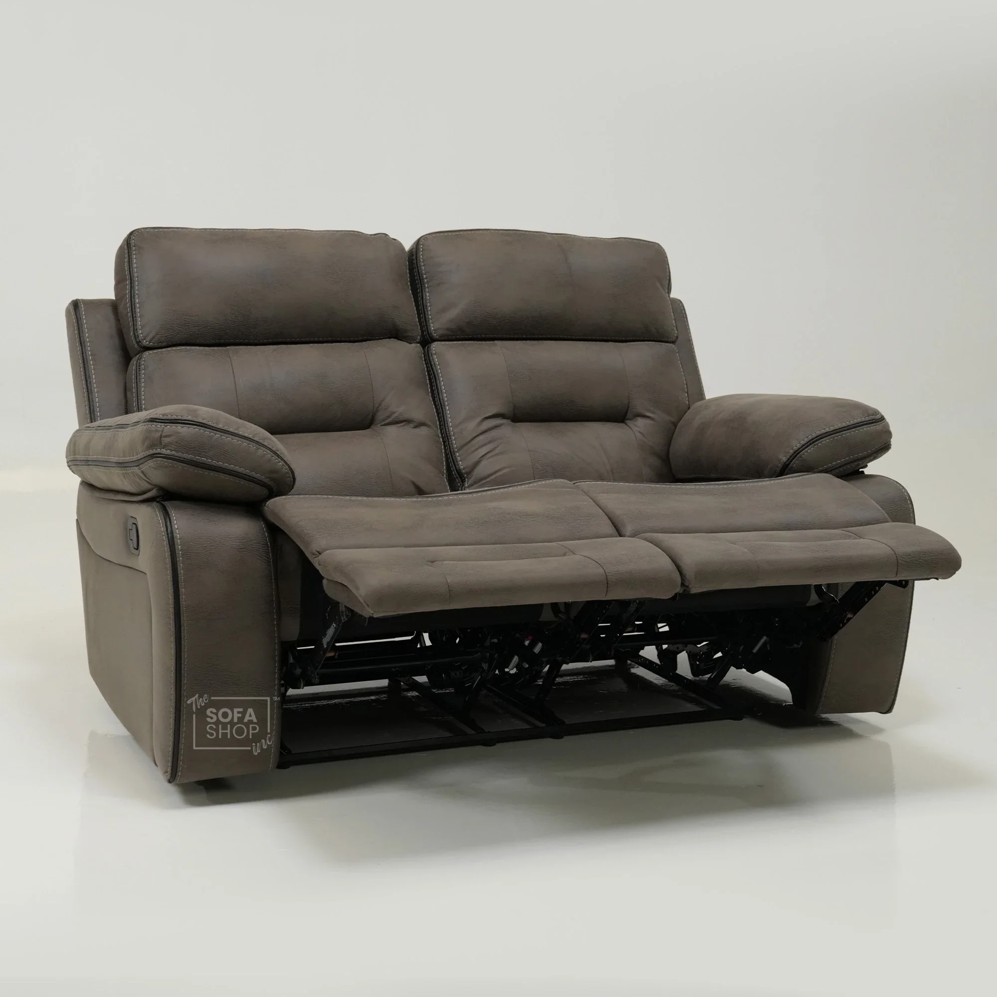 2 Seater Brown Fabric Manual Recliner Sofa with Padded Lumbar & Soft Cosy Fabric | Tuscany | Ex-Display | The Sofa Shop - Image 11