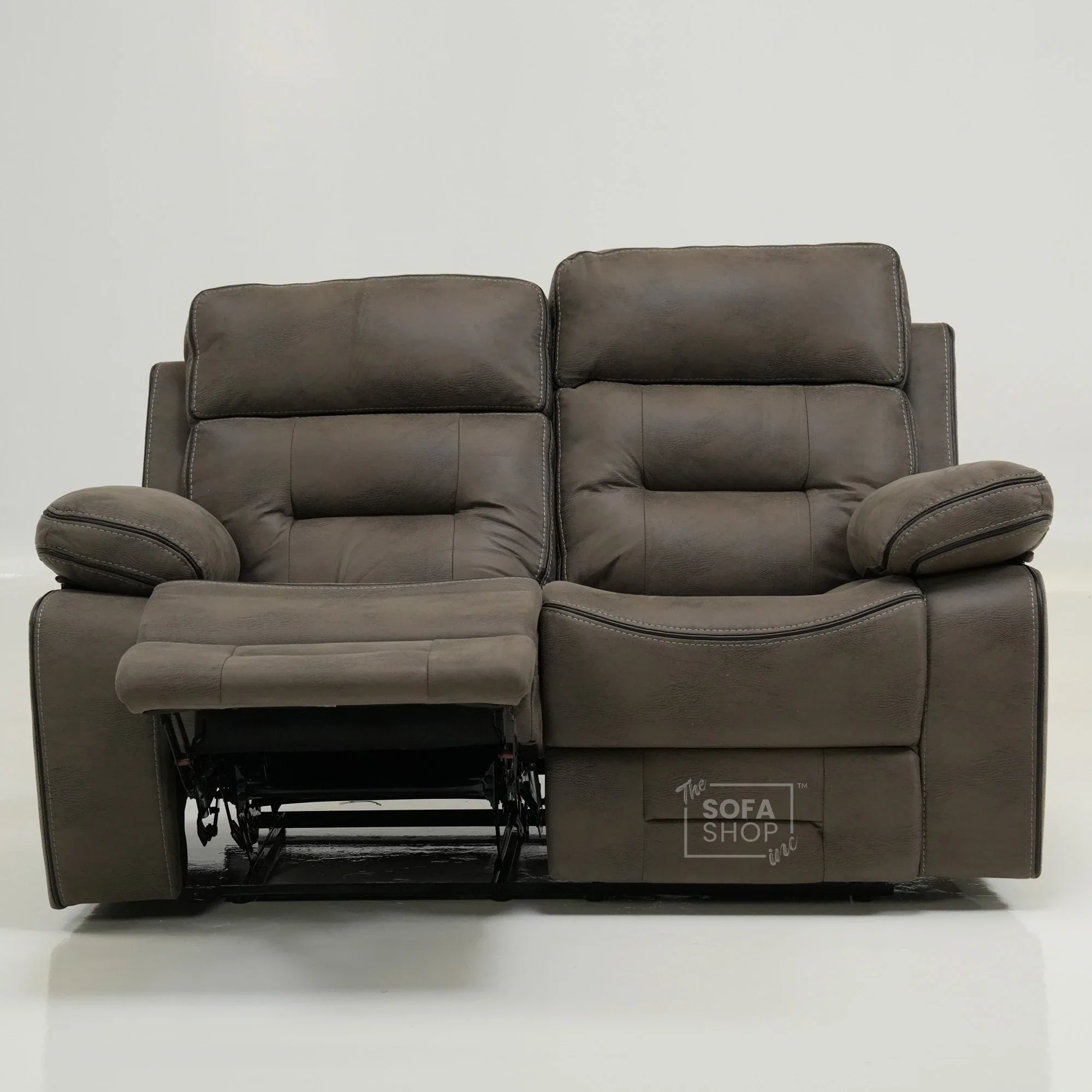 2 Seater Brown Fabric Manual Recliner Sofa with Padded Lumbar & Soft Cosy Fabric | Tuscany | Ex-Display | The Sofa Shop - Image 2
