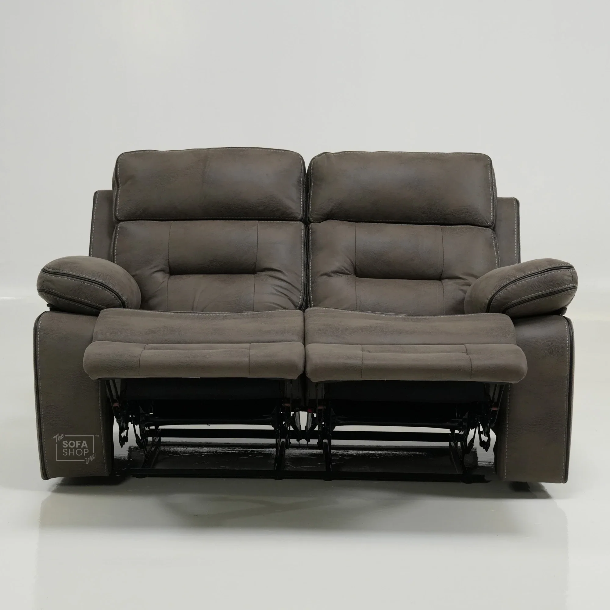 2 Seater Brown Fabric Manual Recliner Sofa with Padded Lumbar & Soft Cosy Fabric | Tuscany | Ex-Display | The Sofa Shop - Image 3