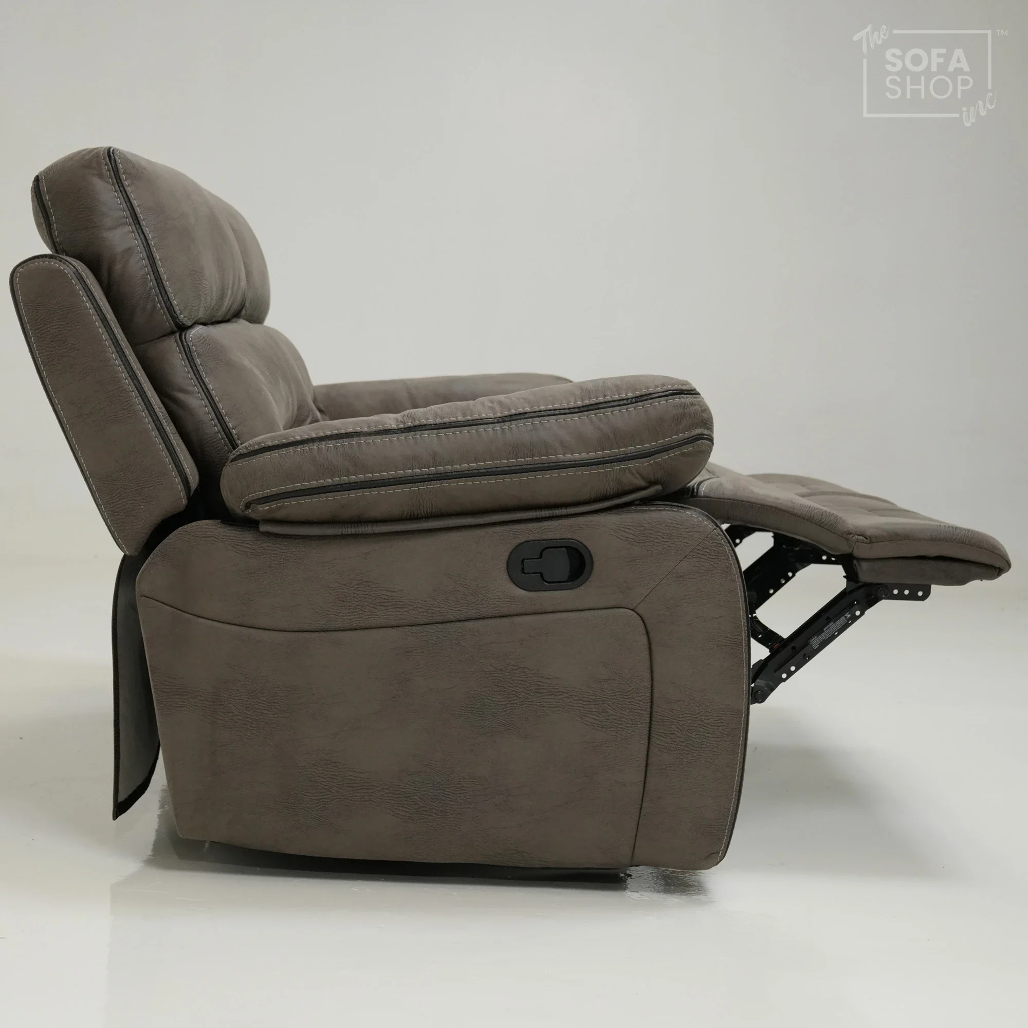 2 Seater Brown Fabric Manual Recliner Sofa with Padded Lumbar & Soft Cosy Fabric | Tuscany | Ex-Display | The Sofa Shop - Image 4