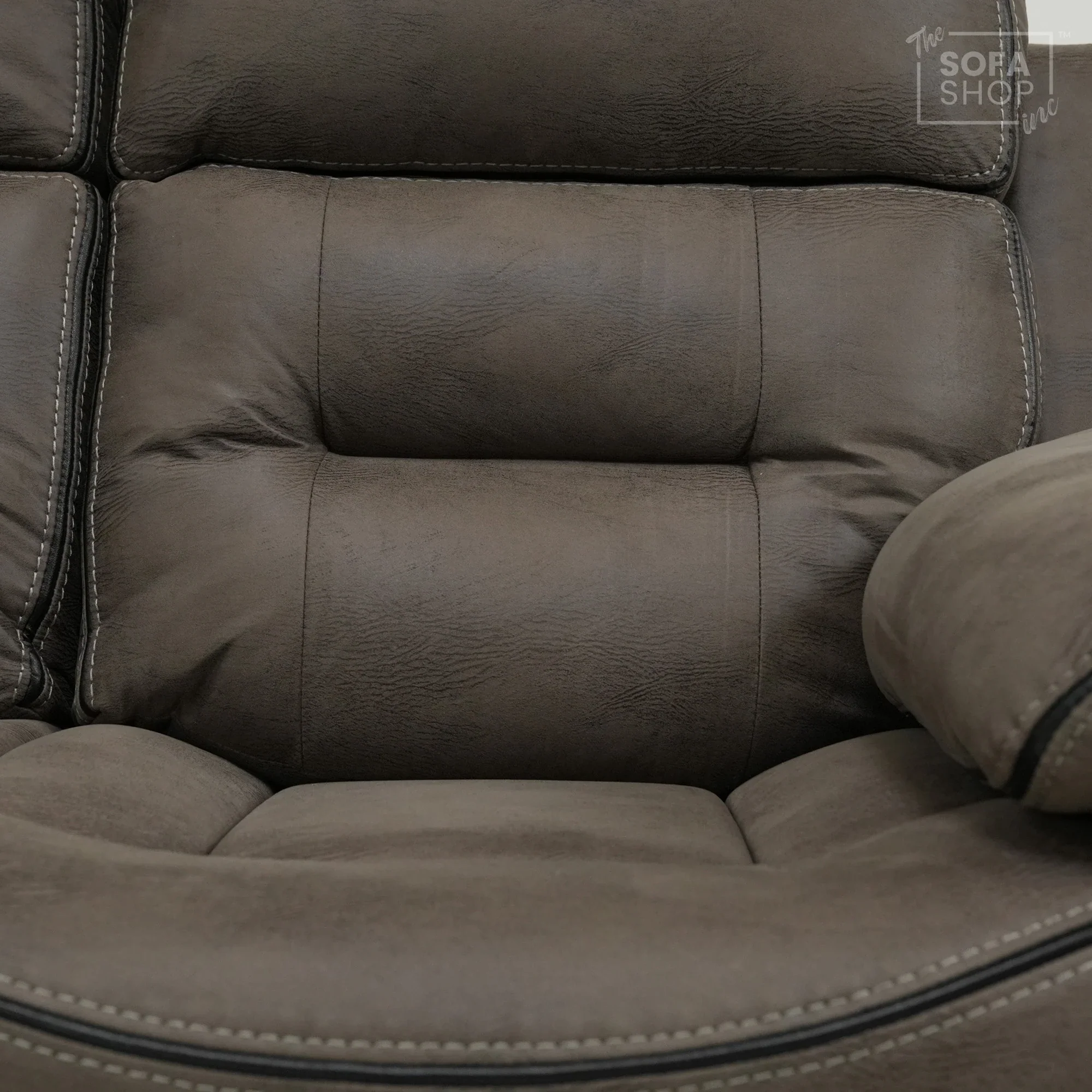 2 Seater Brown Fabric Manual Recliner Sofa with Padded Lumbar & Soft Cosy Fabric | Tuscany | Ex-Display | The Sofa Shop - Image 5