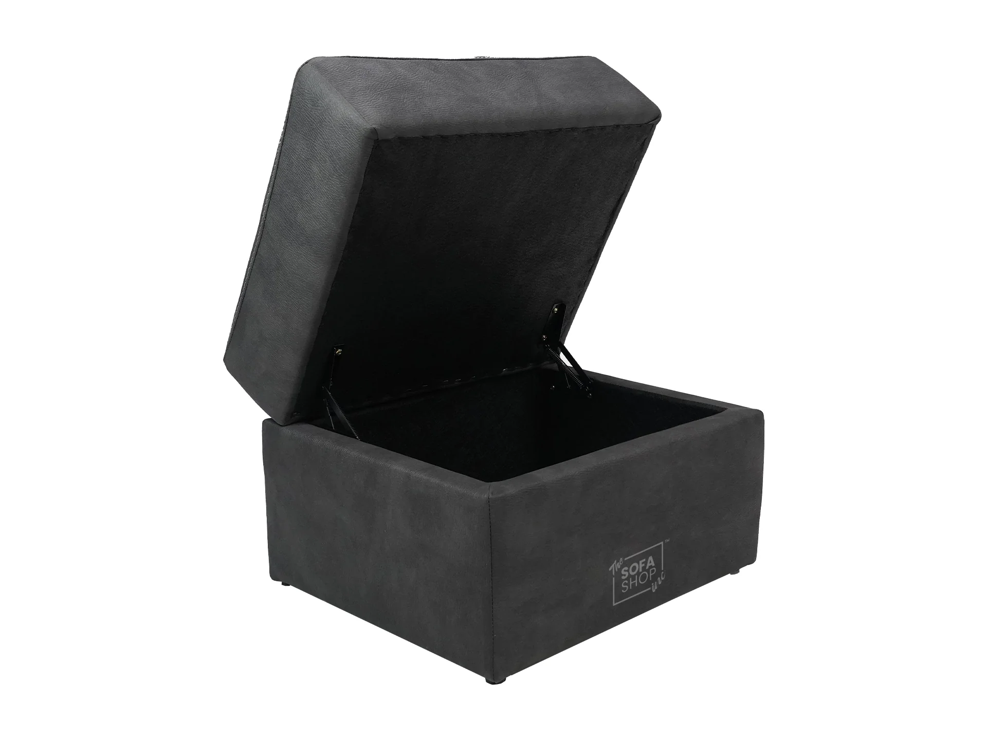 Storage Footstool In Black Fabric - Florence - Image 2