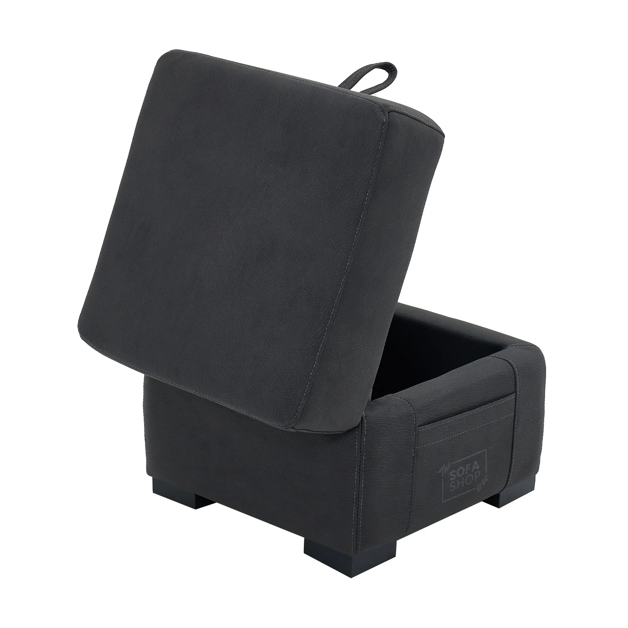 Storage Footstool In Charcoal Grey Fabric - Florence - Image 5