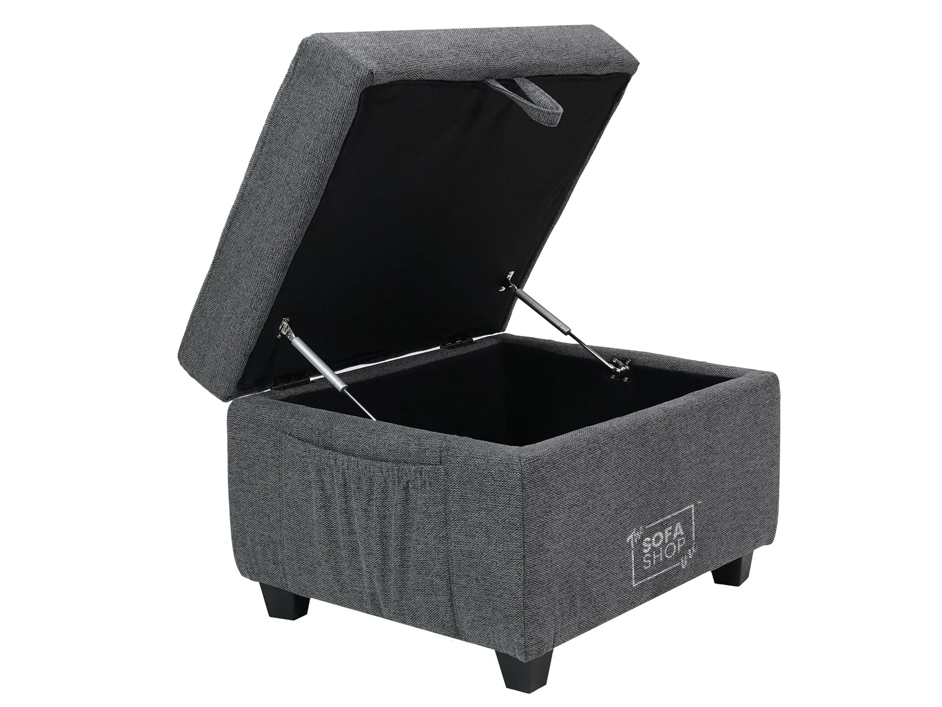 Storage Footstool In Grey Tweed - Ravenna - Image 2