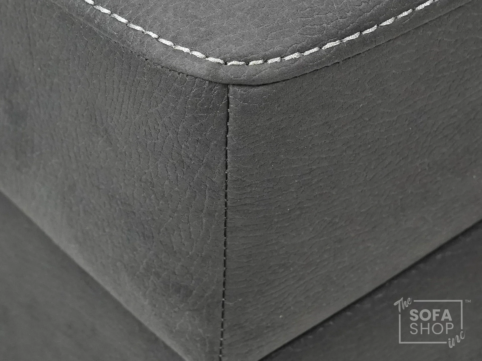 Storage Footstool In Light Grey Fabric With Dark Grey Piping - Sicily - Image 3