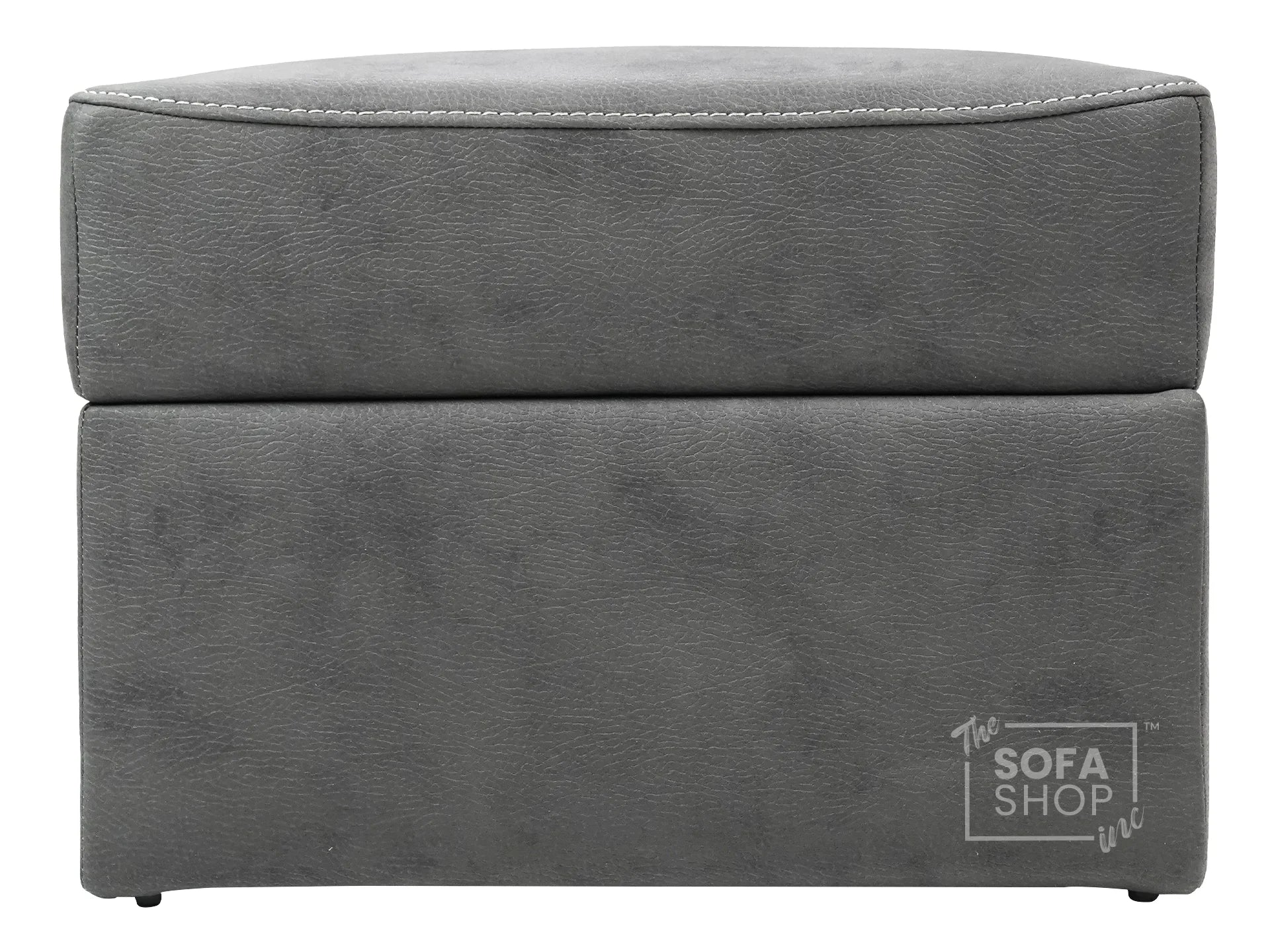 Storage Footstool In Light Grey Fabric With Dark Grey Piping - Sicily - Image 5