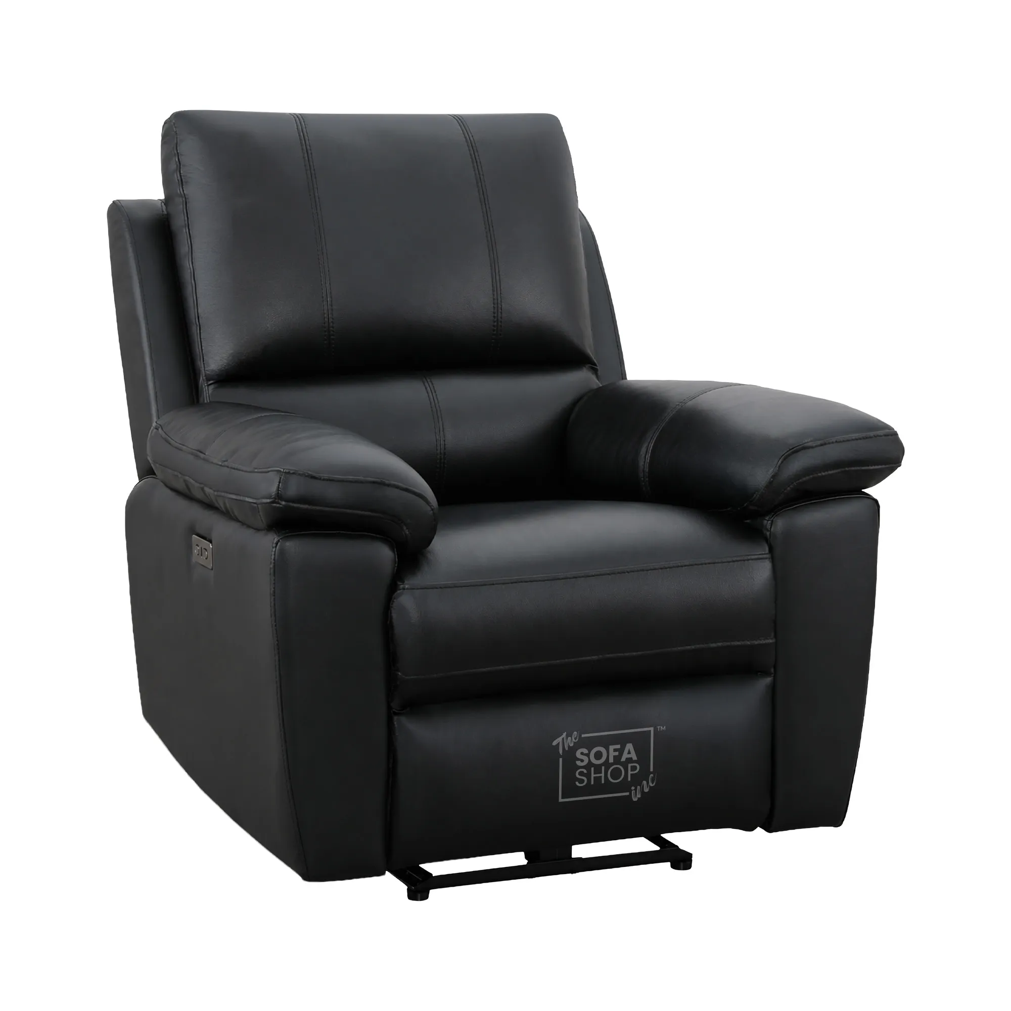 1 Seater Electric Recliner Chair In Black Real Leather | Hi-Tech Cinema Armchair With Power Recline + USB-C Charging + Padded Armrests + Lower Back Cushioning + Wall Hugging Design | Trento | The Sofa Shop - Image 10