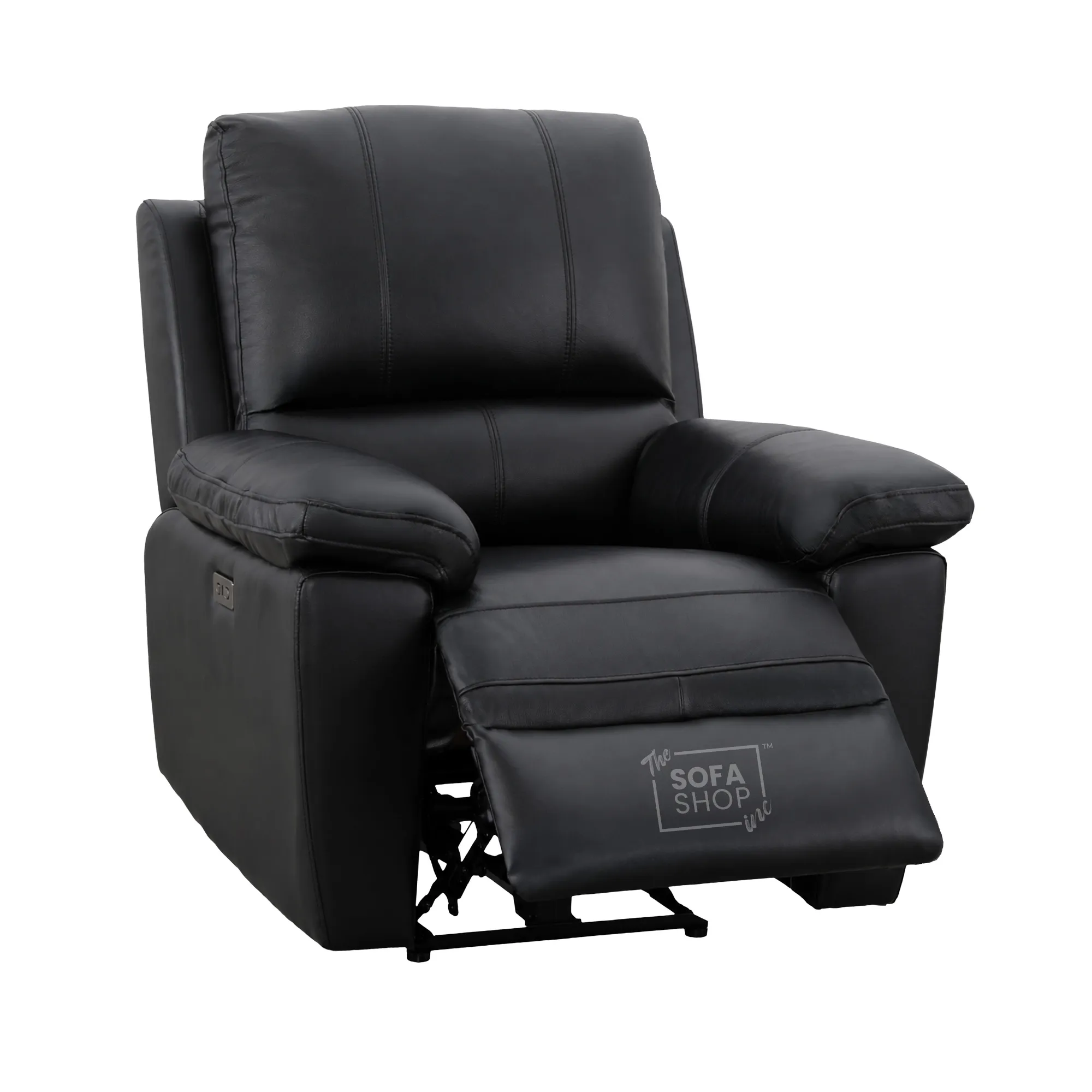 1 Seater Electric Recliner Chair In Black Real Leather | Hi-Tech Cinema Armchair With Power Recline + USB-C Charging + Padded Armrests + Lower Back Cushioning + Wall Hugging Design | Trento | The Sofa Shop - Image 11