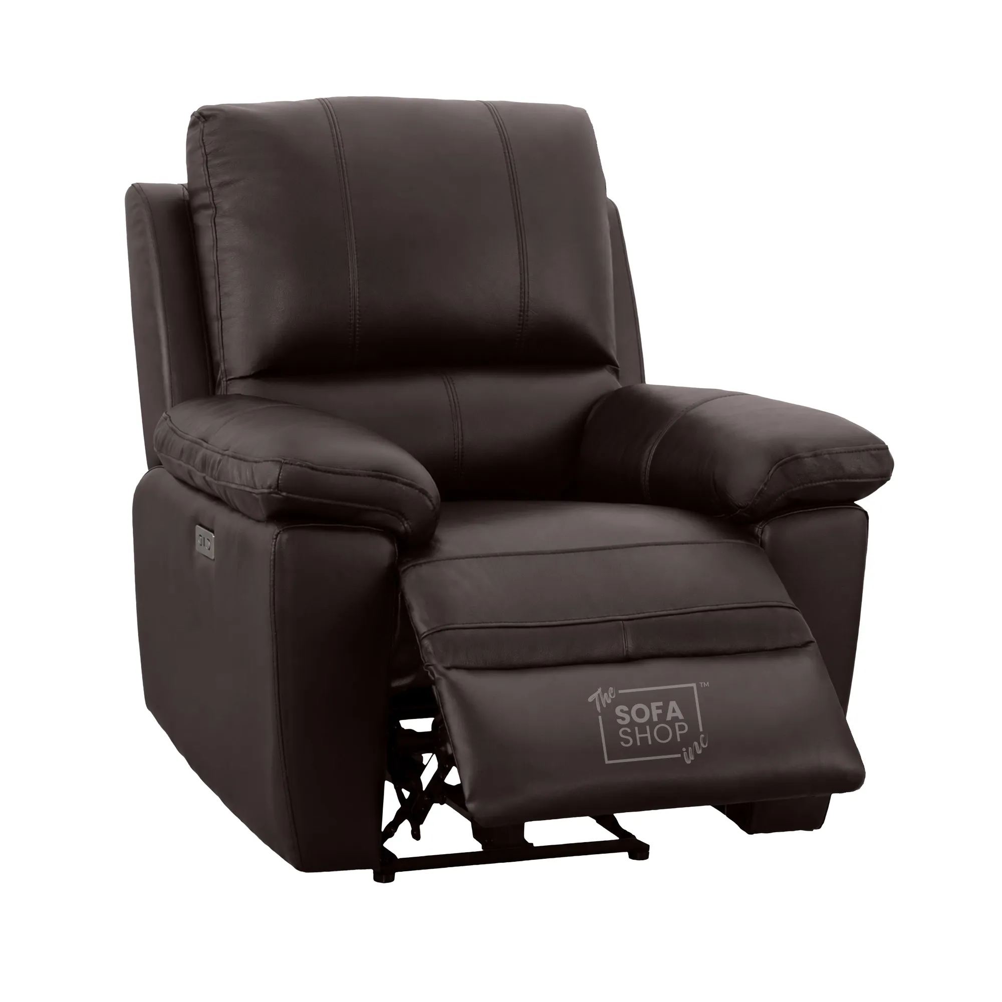 1 Seater Electric Recliner Chair In Dark Brown Real Leather | Electric Armchair With Power Recline + USB-C Charging + Padded Armrests + Lower Back Cushioning + Wall Hugging | Trento | The Sofa Shop - Image 11
