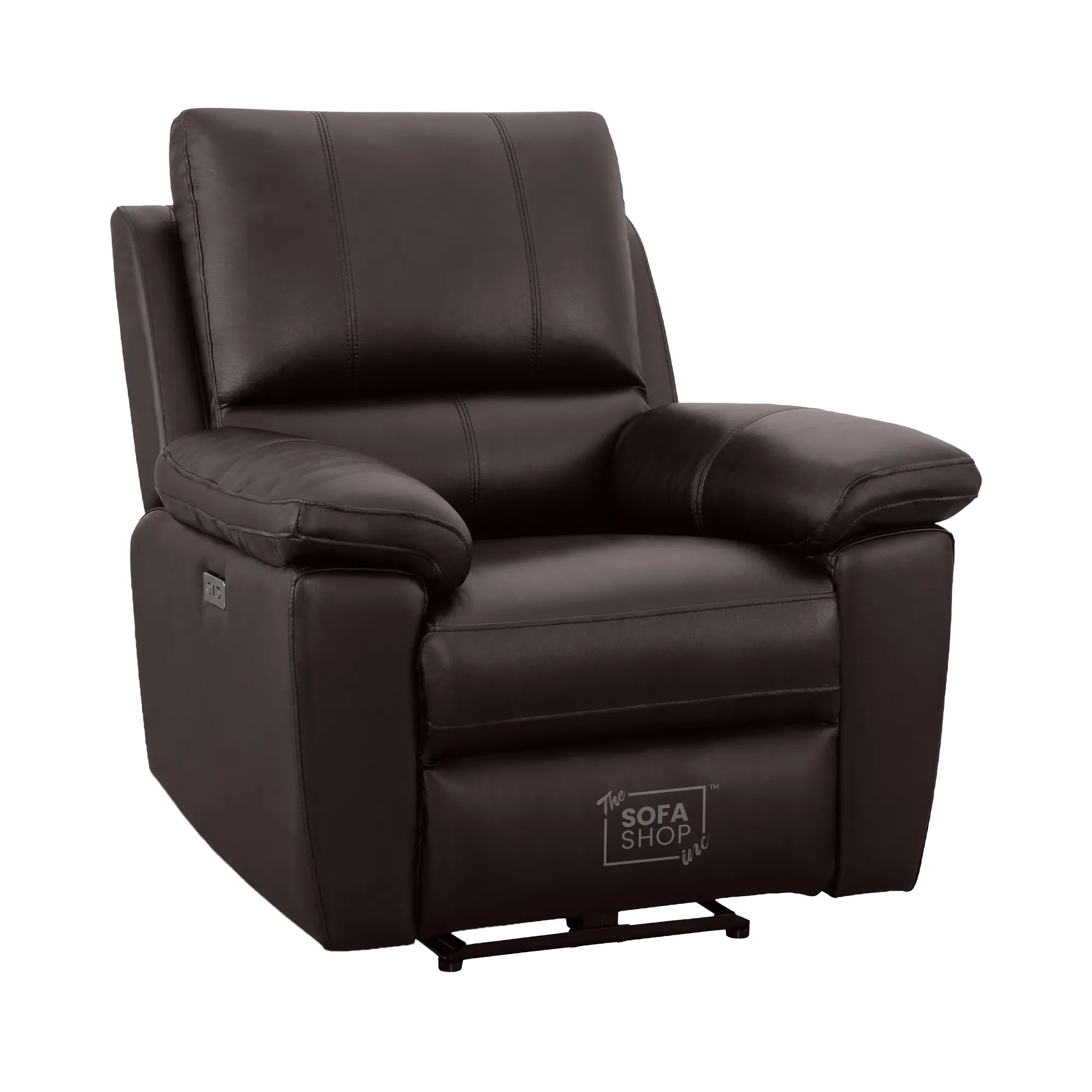 1 Seater Electric Recliner Chair In Dark Brown Real Leather | Electric Armchair With Power Recline + USB-C Charging + Padded Armrests + Lower Back Cushioning + Wall Hugging | Trento | The Sofa Shop - Image 9