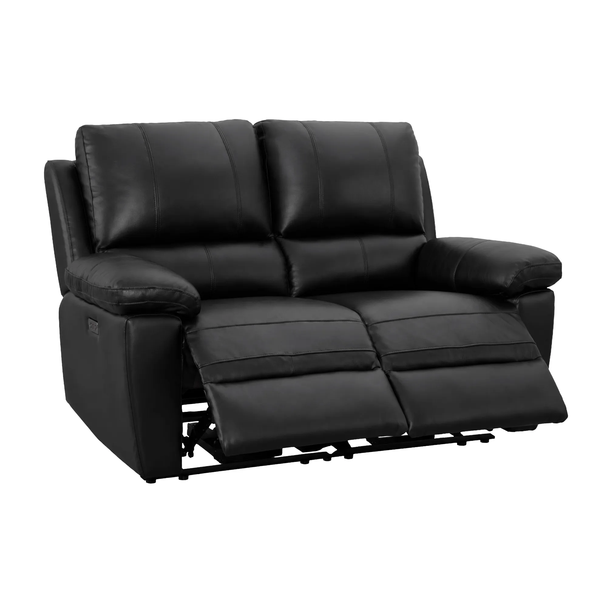 2 Seater Electric Recliner Sofa In Black Real Leather | Smooth Power Recliner, USB-C Charging | Trento | The Sofa Shop - Image 10