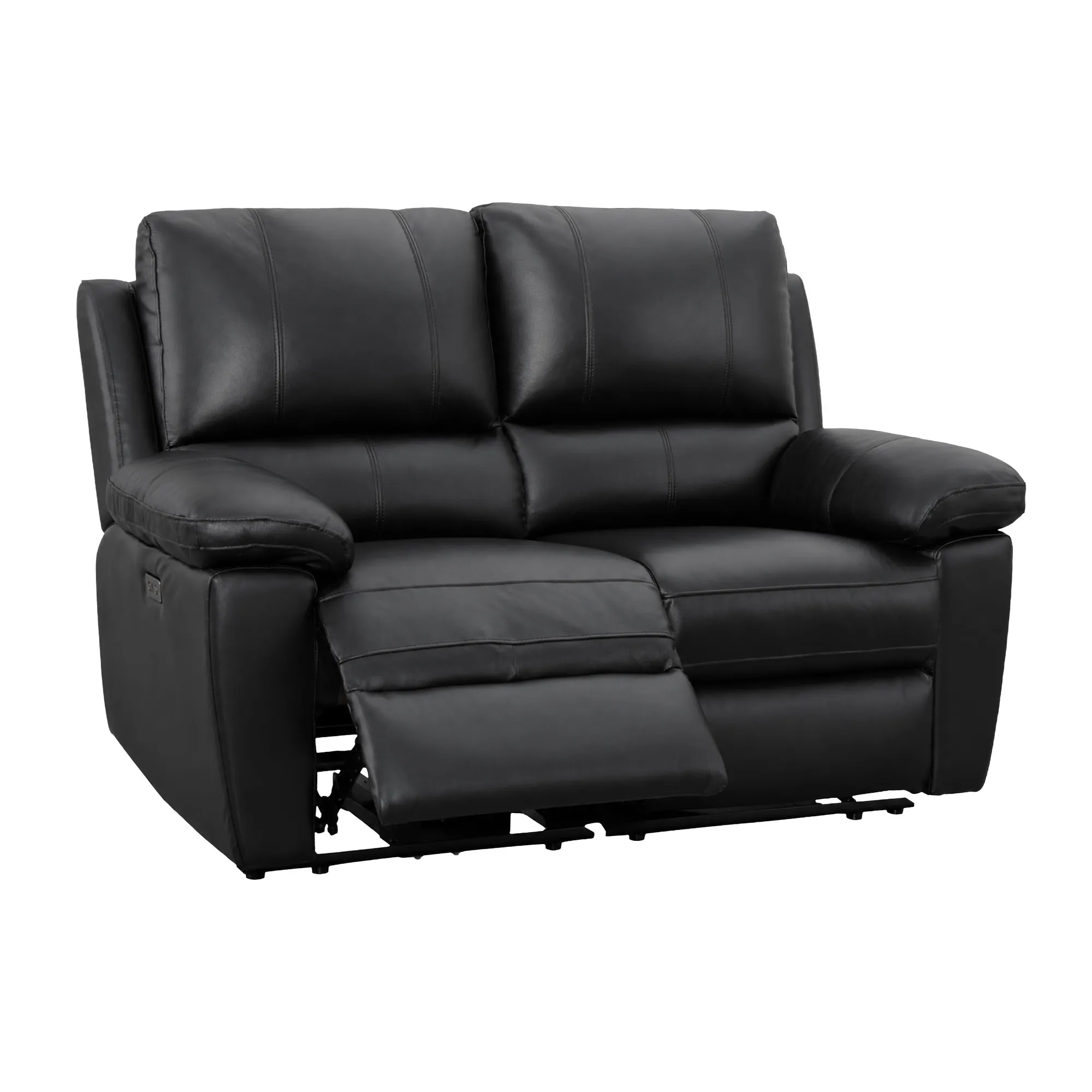 2 Seater Electric Recliner Sofa In Black Real Leather | Smooth Power Recliner, USB-C Charging | Trento | The Sofa Shop - Image 12