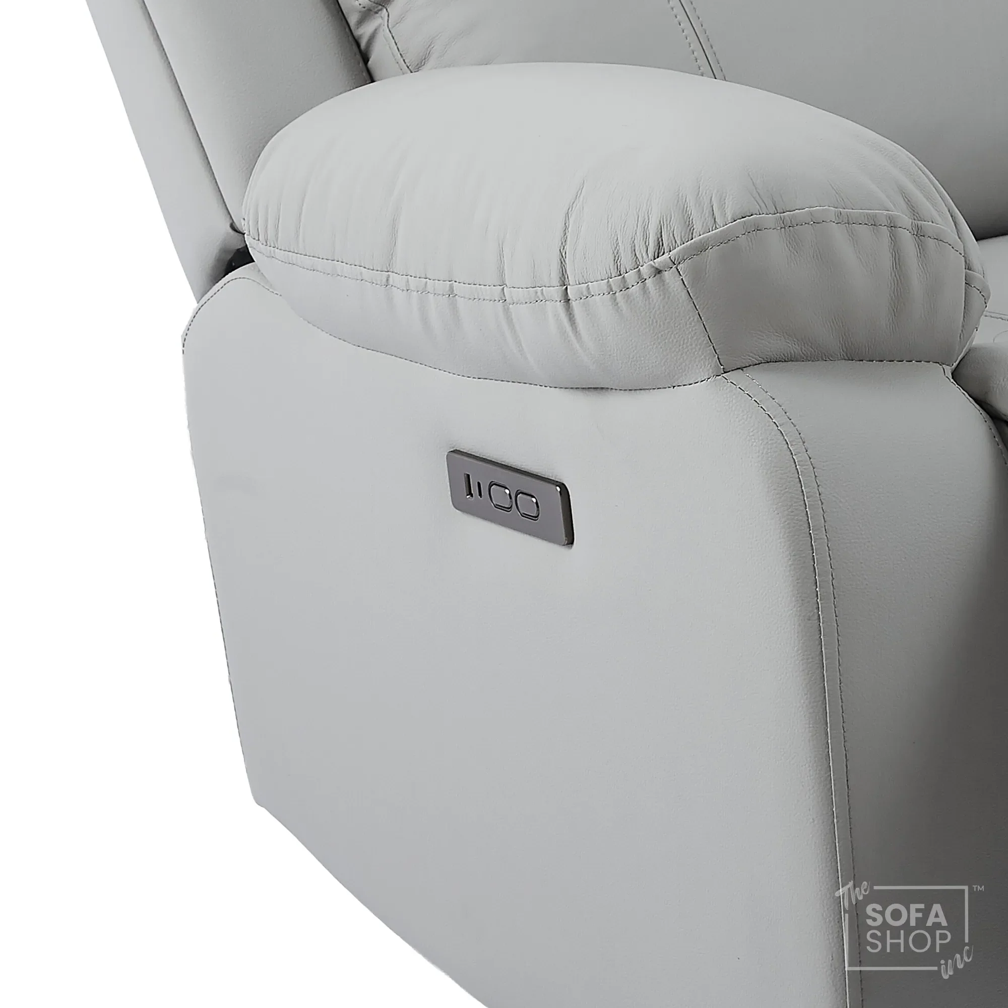 2 Seater Electric Recliner Sofa In Light Grey Real Leather | Smooth Power Recliner, USB-C Charging | Trento |The Sofa Shop - Image 12