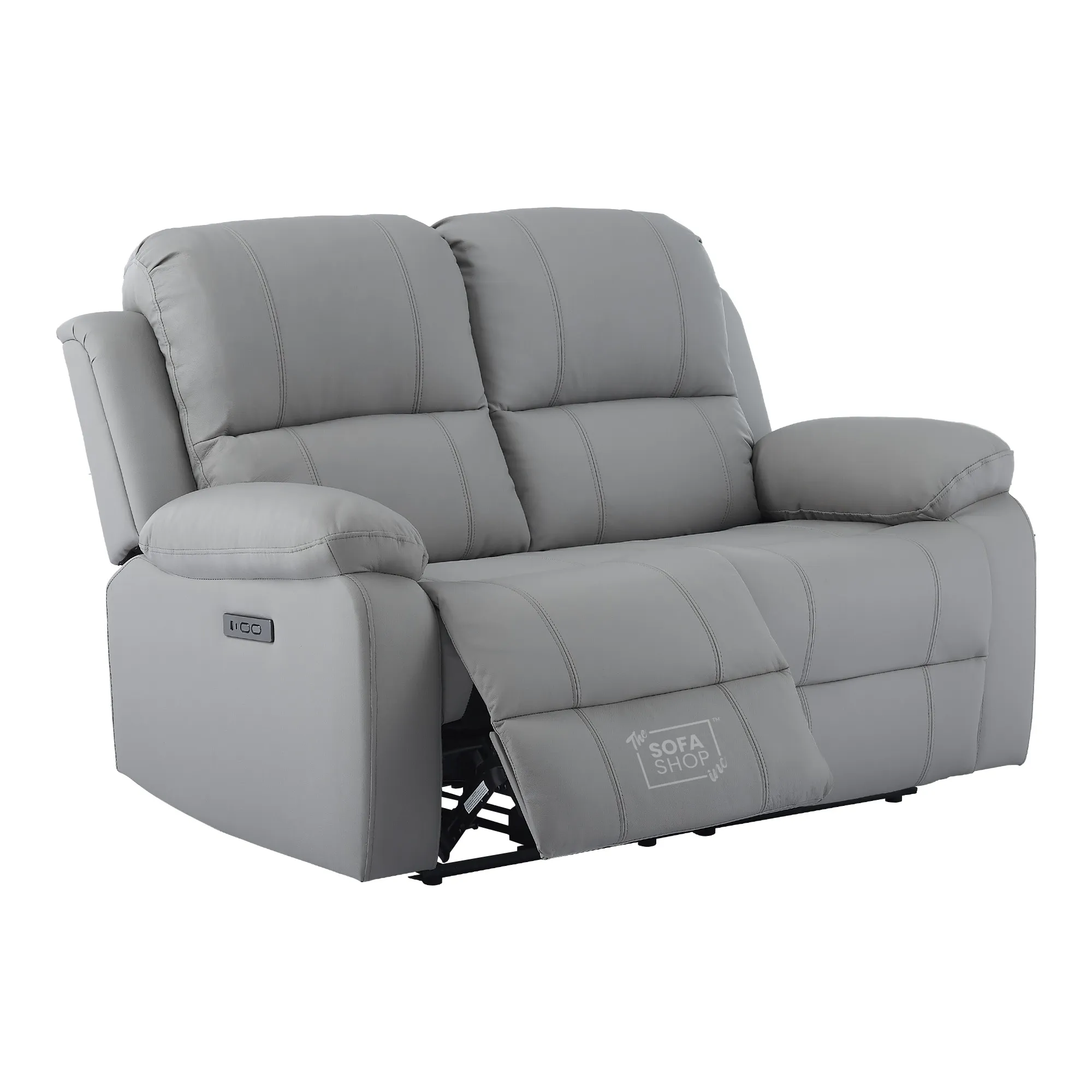 2 Seater Electric Recliner Sofa In Light Grey Real Leather | Smooth Power Recliner, USB-C Charging | Trento |The Sofa Shop - Image 14