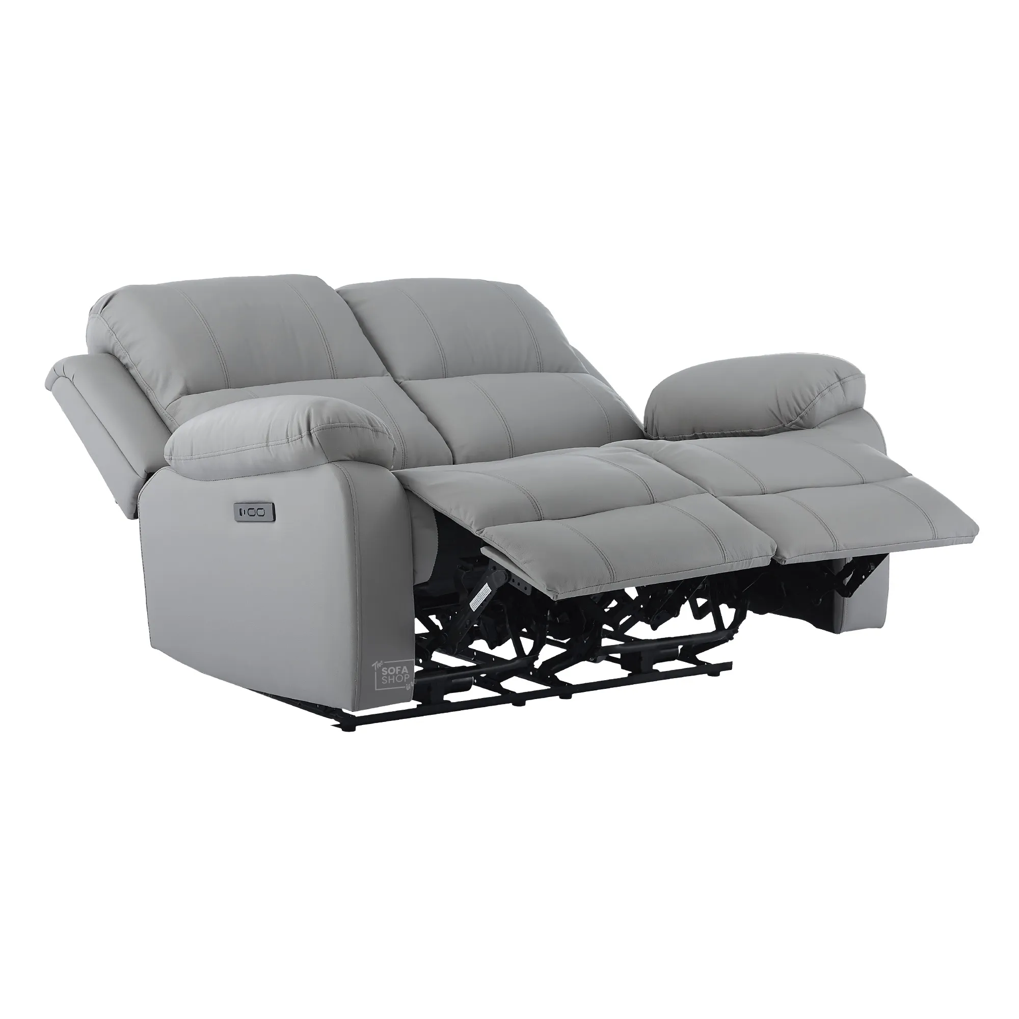 2 Seater Electric Recliner Sofa In Light Grey Real Leather | Smooth Power Recliner, USB-C Charging | Trento |The Sofa Shop - Image 17