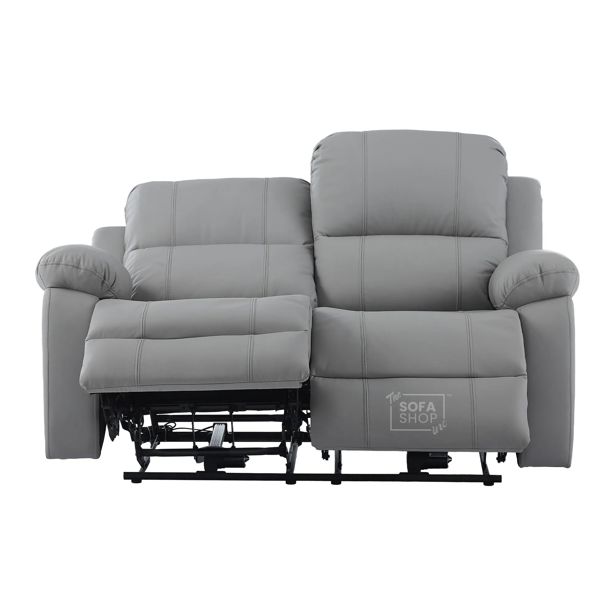 2 Seater Electric Recliner Sofa In Light Grey Real Leather | Smooth Power Recliner, USB-C Charging | Trento |The Sofa Shop - Image 18