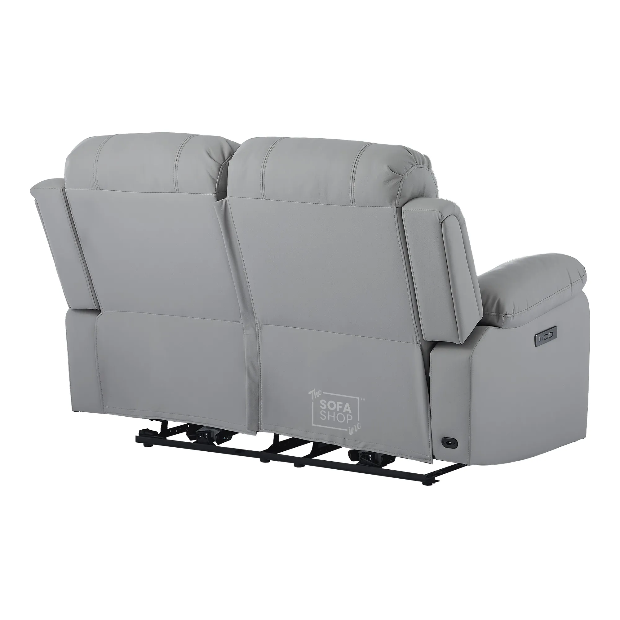 2 Seater Electric Recliner Sofa In Light Grey Real Leather | Smooth Power Recliner, USB-C Charging | Trento |The Sofa Shop - Image 19