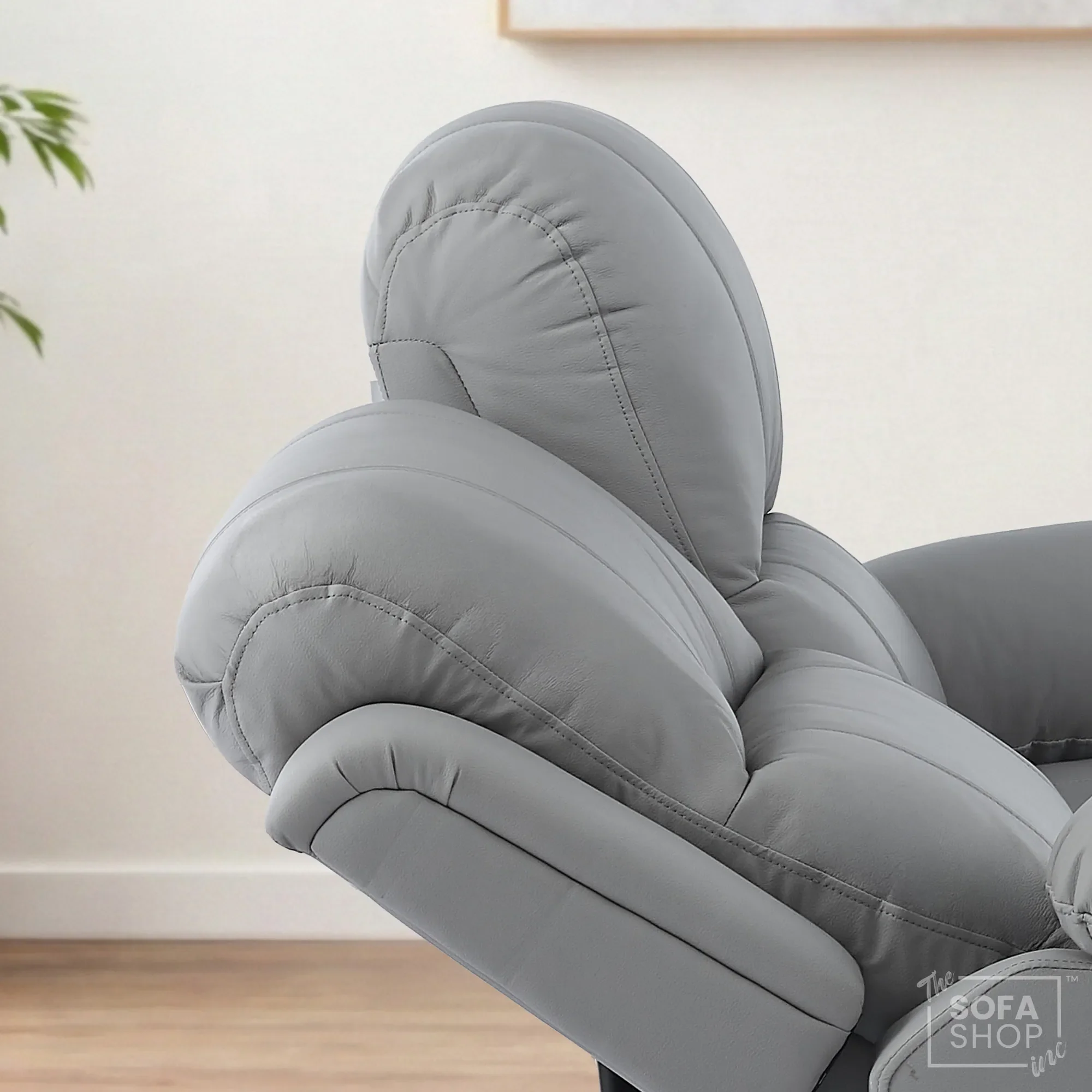 2 Seater Electric Recliner Sofa In Light Grey Real Leather | Smooth Power Recliner, USB-C Charging | Trento |The Sofa Shop - Image 7