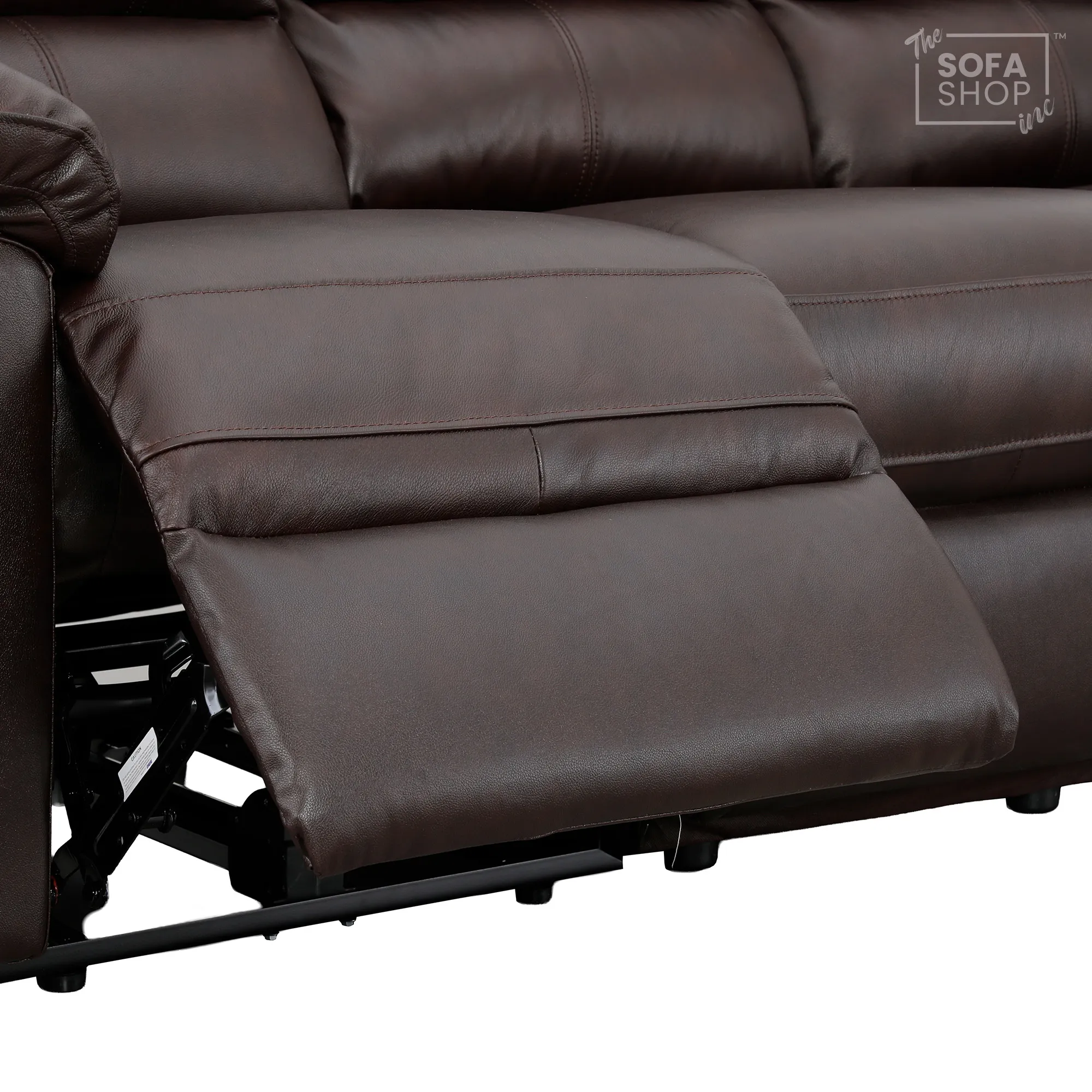 3 Seater Electric Recliner Sofa In Dark Brown Real Leather | Electric Settee With Power Recline + Drop-Down Table + Cup Holders + USB-C Charging | Trento | The Sofa Shop - Image 11