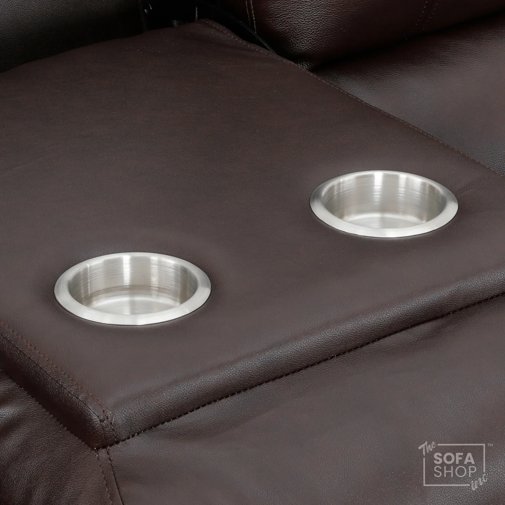 3 Seater Electric Recliner Sofa In Dark Brown Real Leather | Electric Settee With Power Recline + Drop-Down Table + Cup Holders + USB-C Charging | Trento | The Sofa Shop - Image 9