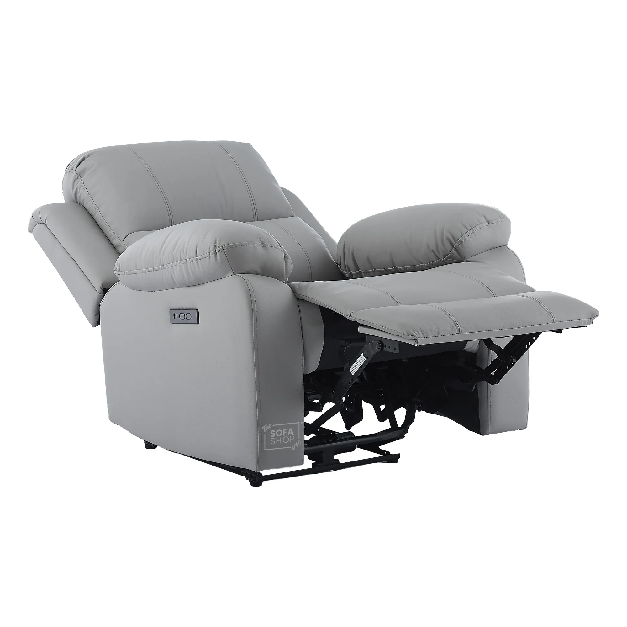Trento Electric Recliner Chair in Light Grey Real Leather | Power Recline, Padded Armrests & Lumbar Support | The Sofa Shop - Image 13