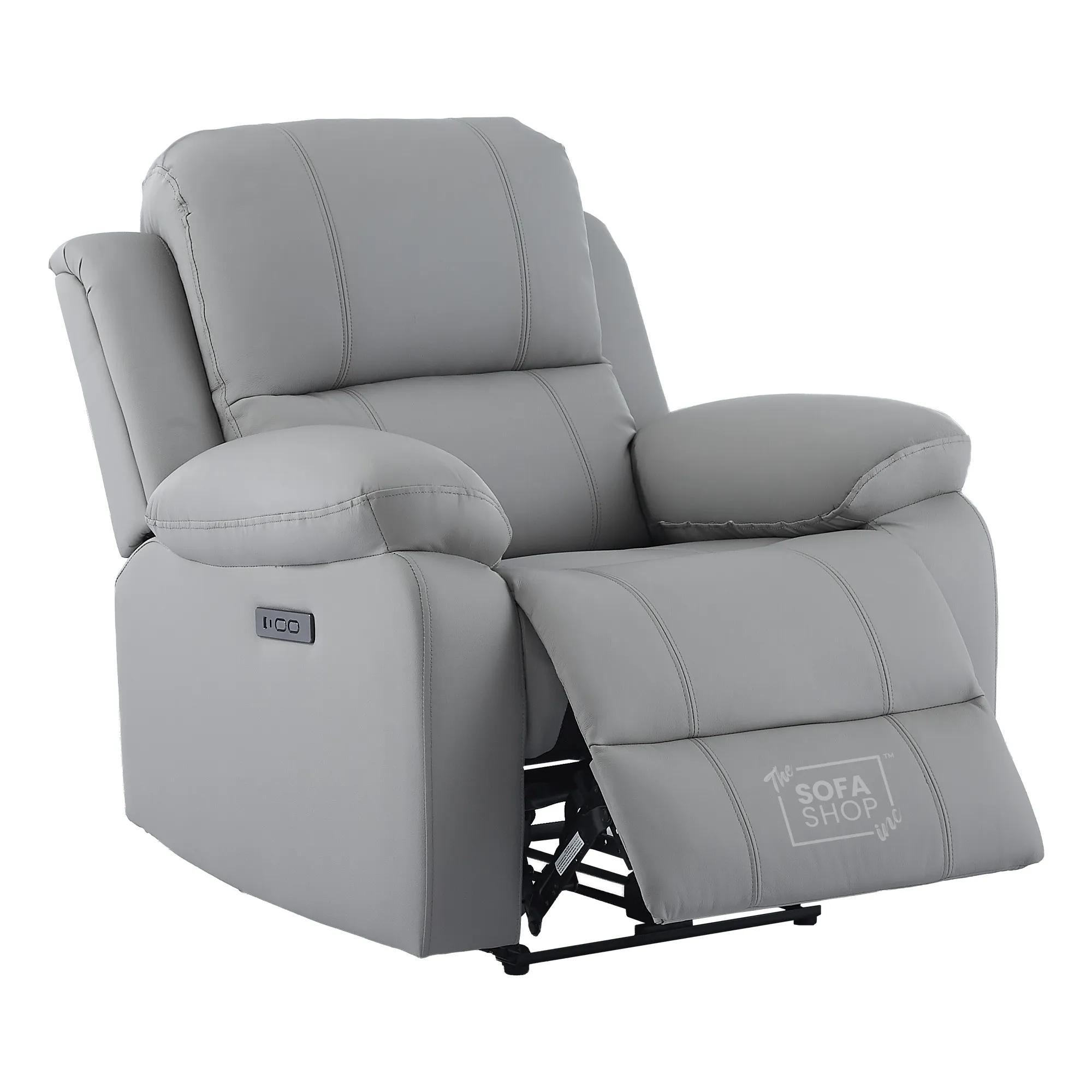 Trento Electric Recliner Chair in Light Grey Real Leather | Power Recline, Padded Armrests & Lumbar Support | The Sofa Shop - Image 14