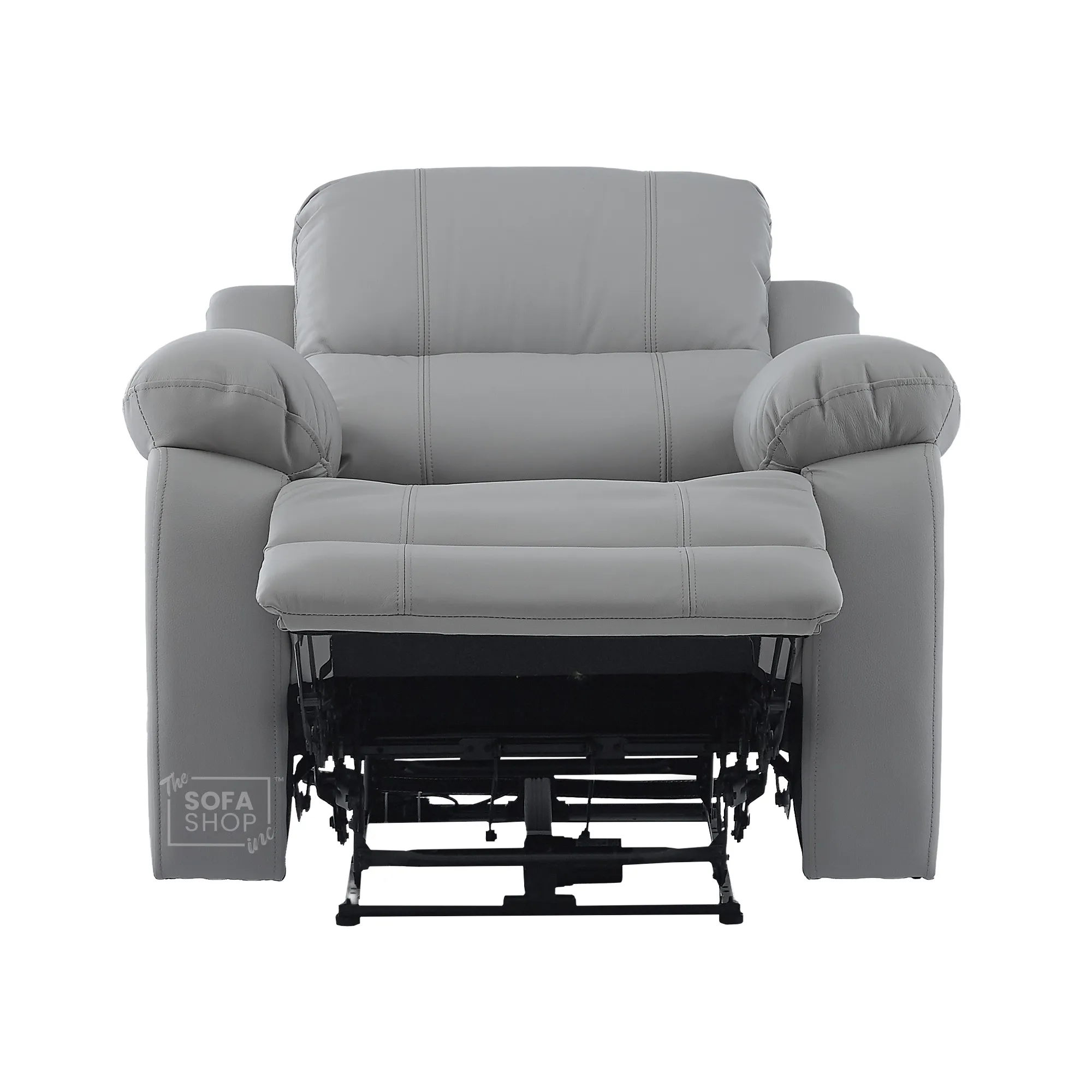 Trento Electric Recliner Chair in Light Grey Real Leather | Power Recline, Padded Armrests & Lumbar Support | The Sofa Shop - Image 15