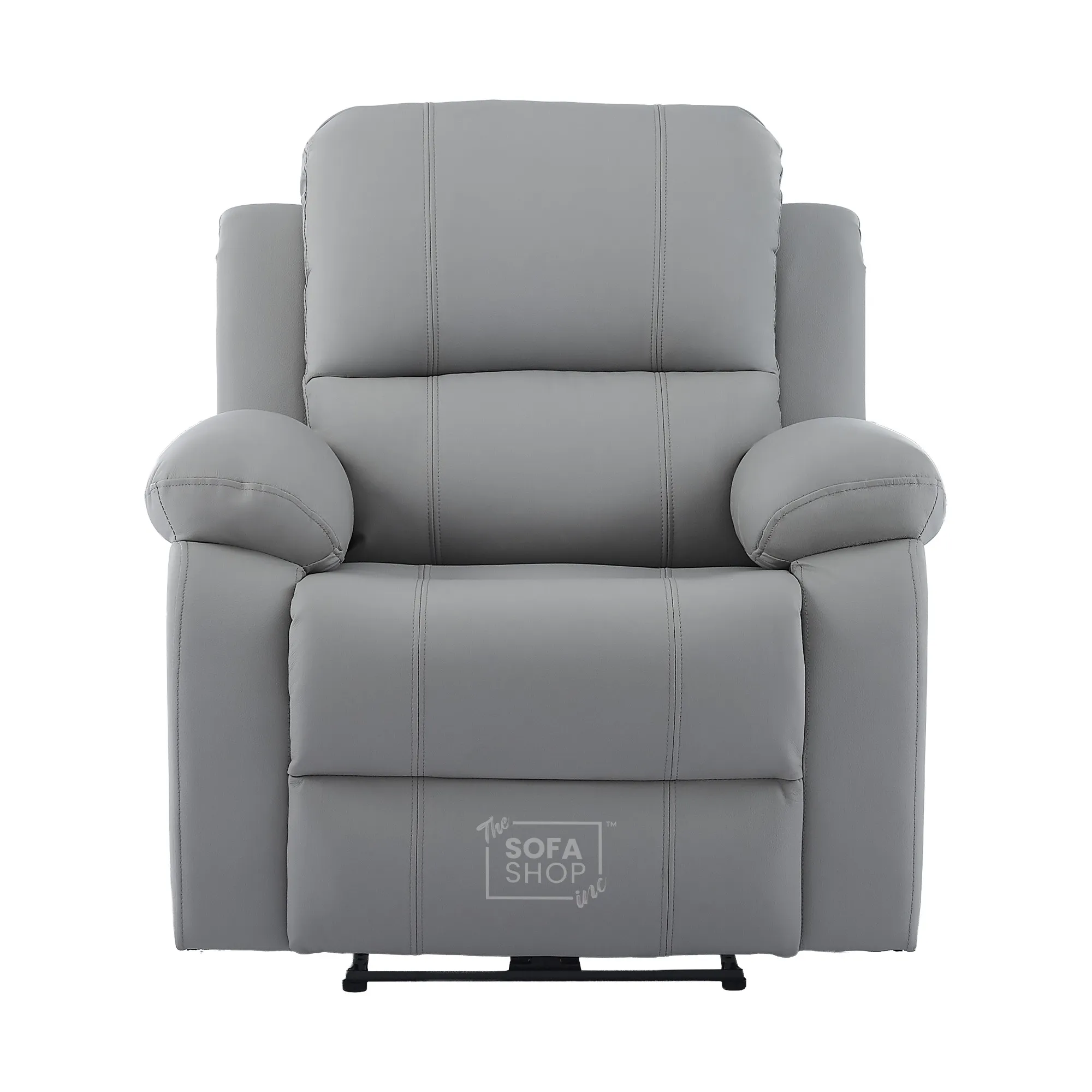 Trento Electric Recliner Chair in Light Grey Real Leather | Power Recline, Padded Armrests & Lumbar Support | The Sofa Shop - Image 16