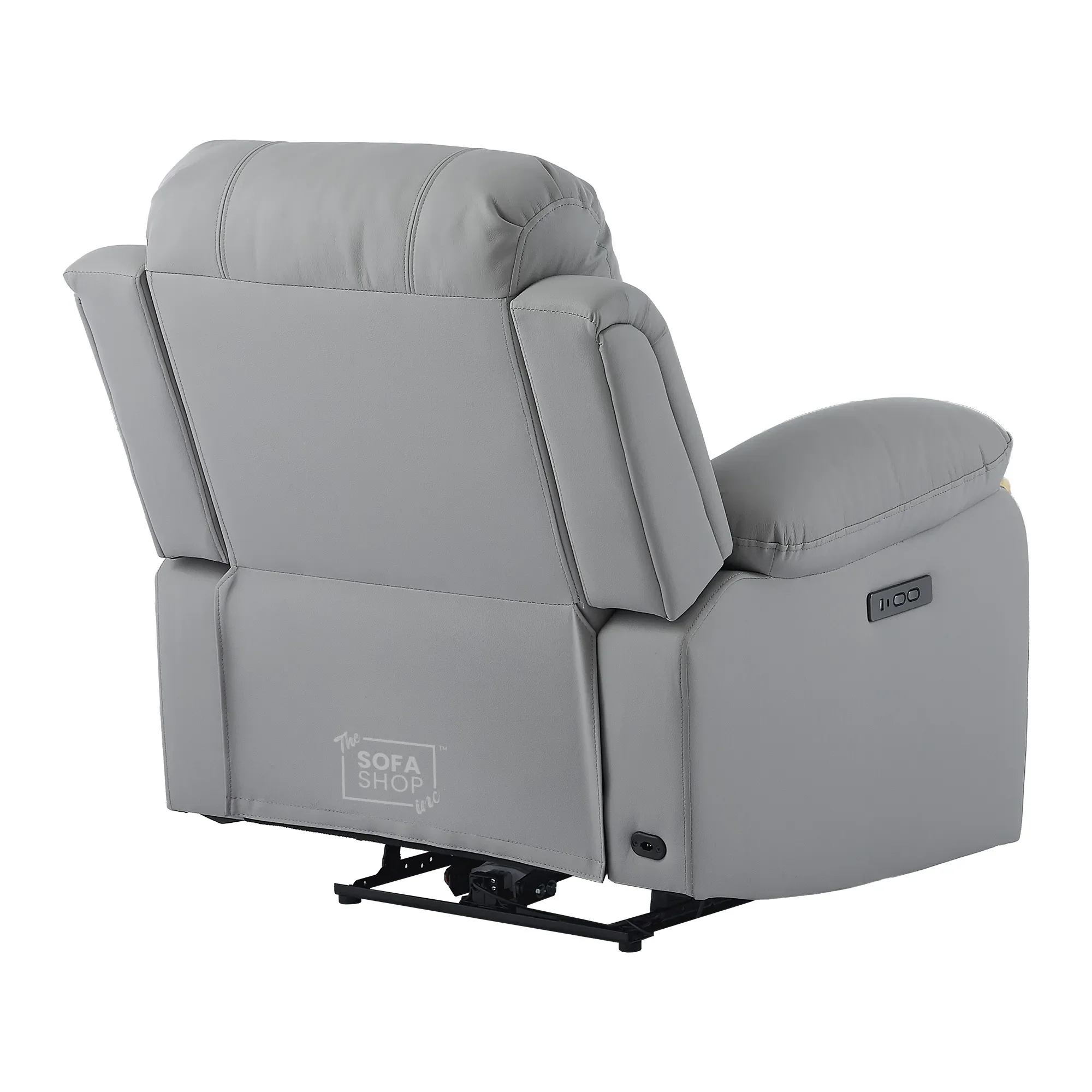 Trento Electric Recliner Chair in Light Grey Real Leather | Power Recline, Padded Armrests & Lumbar Support | The Sofa Shop - Image 17
