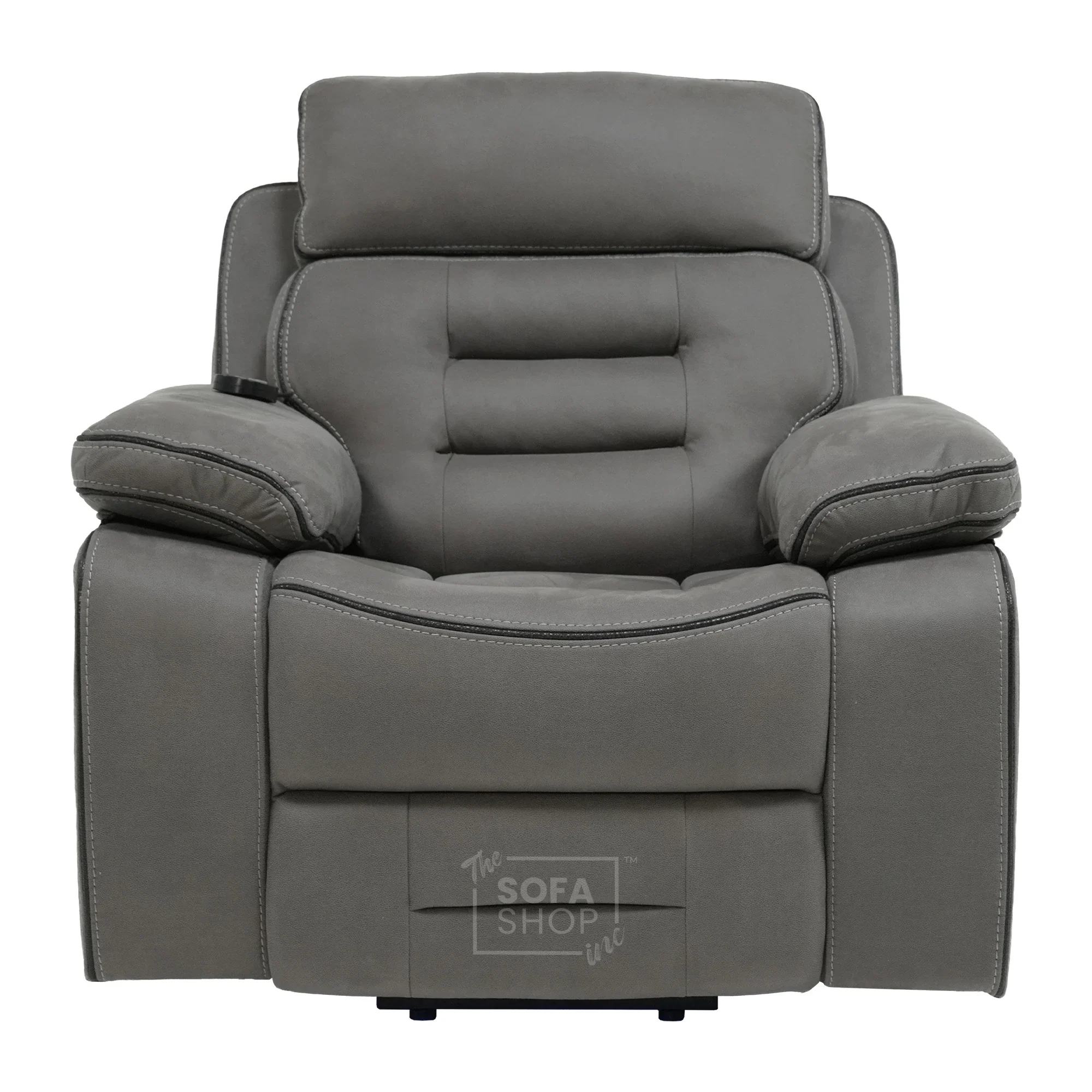 Electric Riser Chair In Graphite Grey Fabric | Hi-Tech Recliner Armchair With Vibration Massage + Heated Lumbar + Cooling Cup Holder + Power Headrest | Tuscany | The Sofa Shop - Image 18