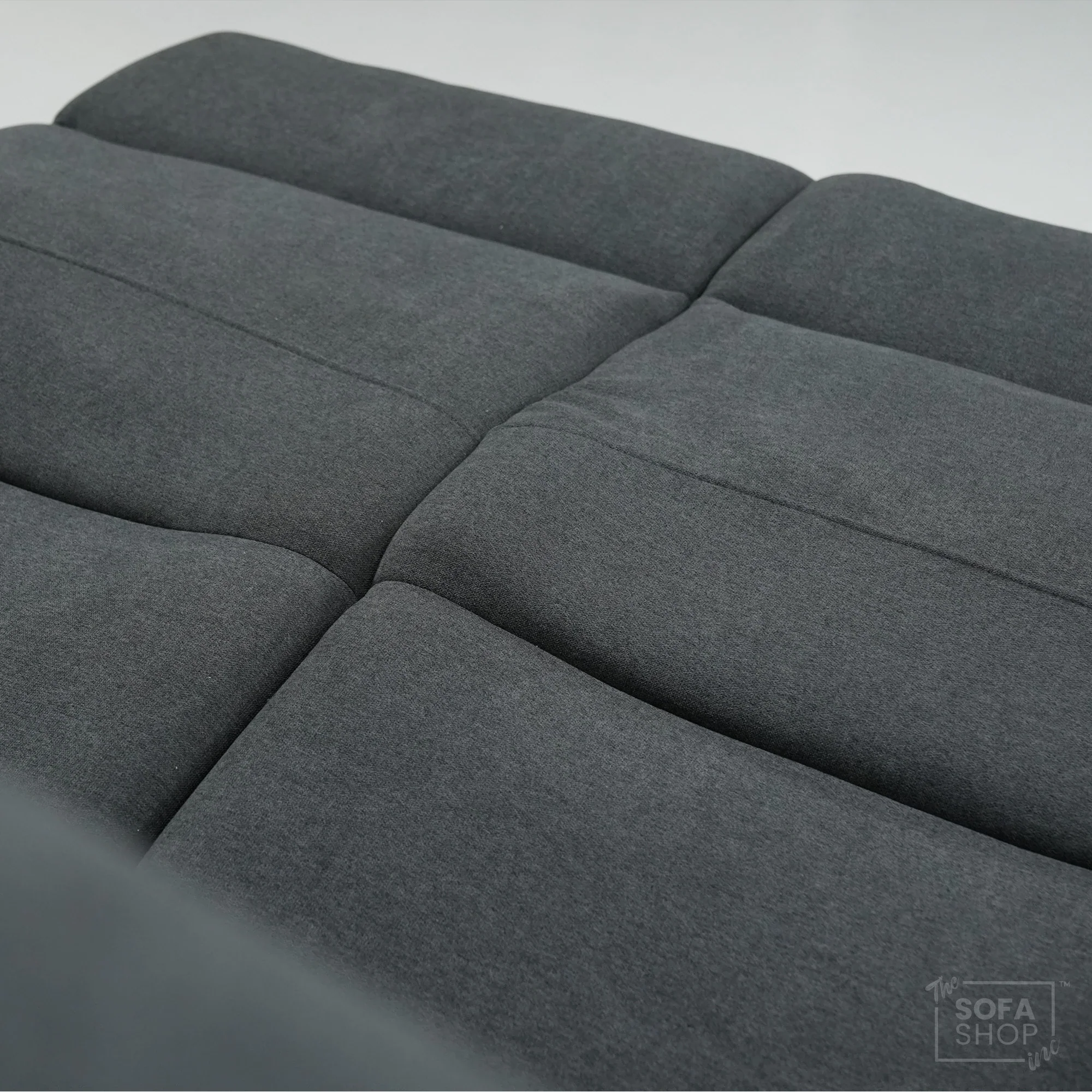 2 Seater Manual Fabric Sofa in Dark Grey | Fully Reclining Seats With Ripped Backrest | Parma | Second Hand Sofa 08 | The Sofa Shop - Image 10