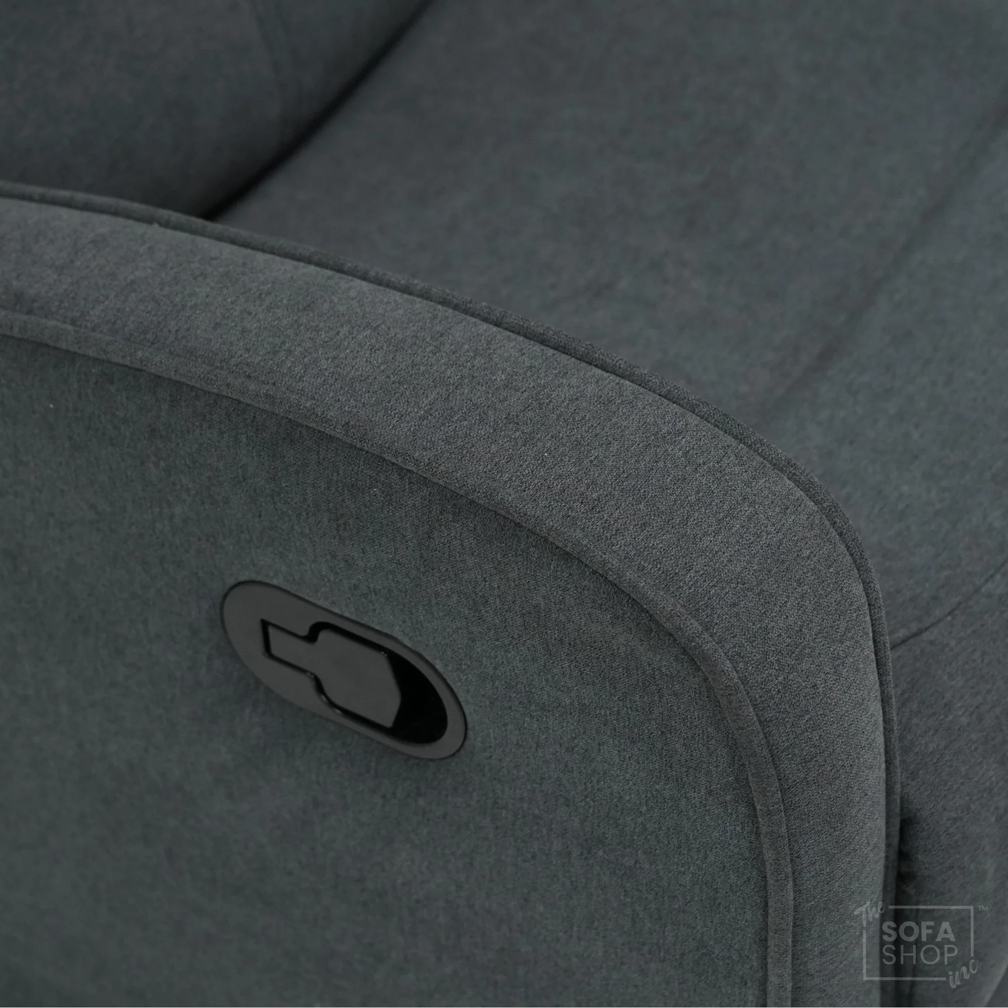 2 Seater Manual Fabric Sofa in Dark Grey | Fully Reclining Seats With Ripped Backrest | Parma | Second Hand Sofa 08 | The Sofa Shop - Image 12