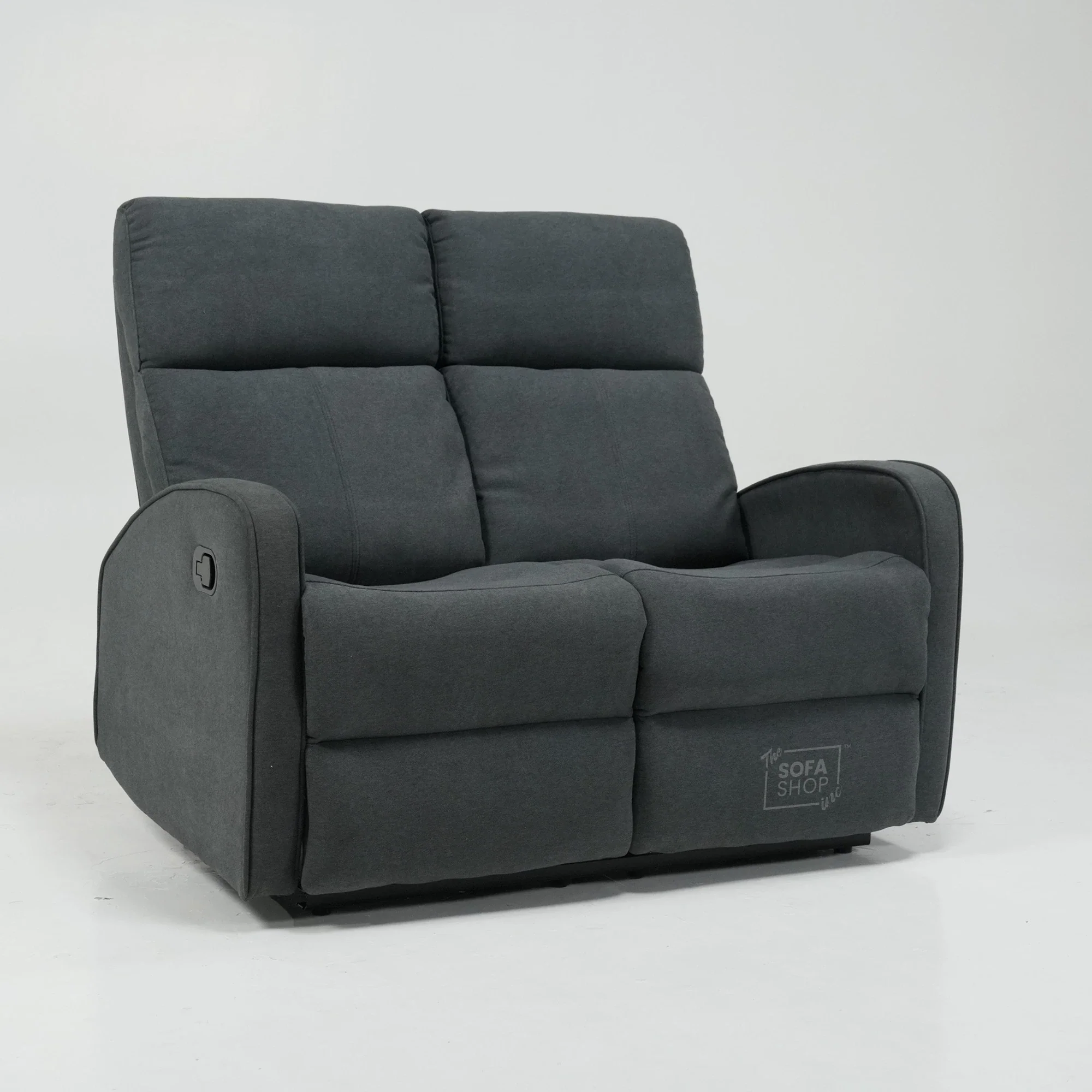 2 Seater Manual Fabric Sofa in Dark Grey | Fully Reclining Seats With Ripped Backrest | Parma | Second Hand Sofa 08 | The Sofa Shop - Image 4