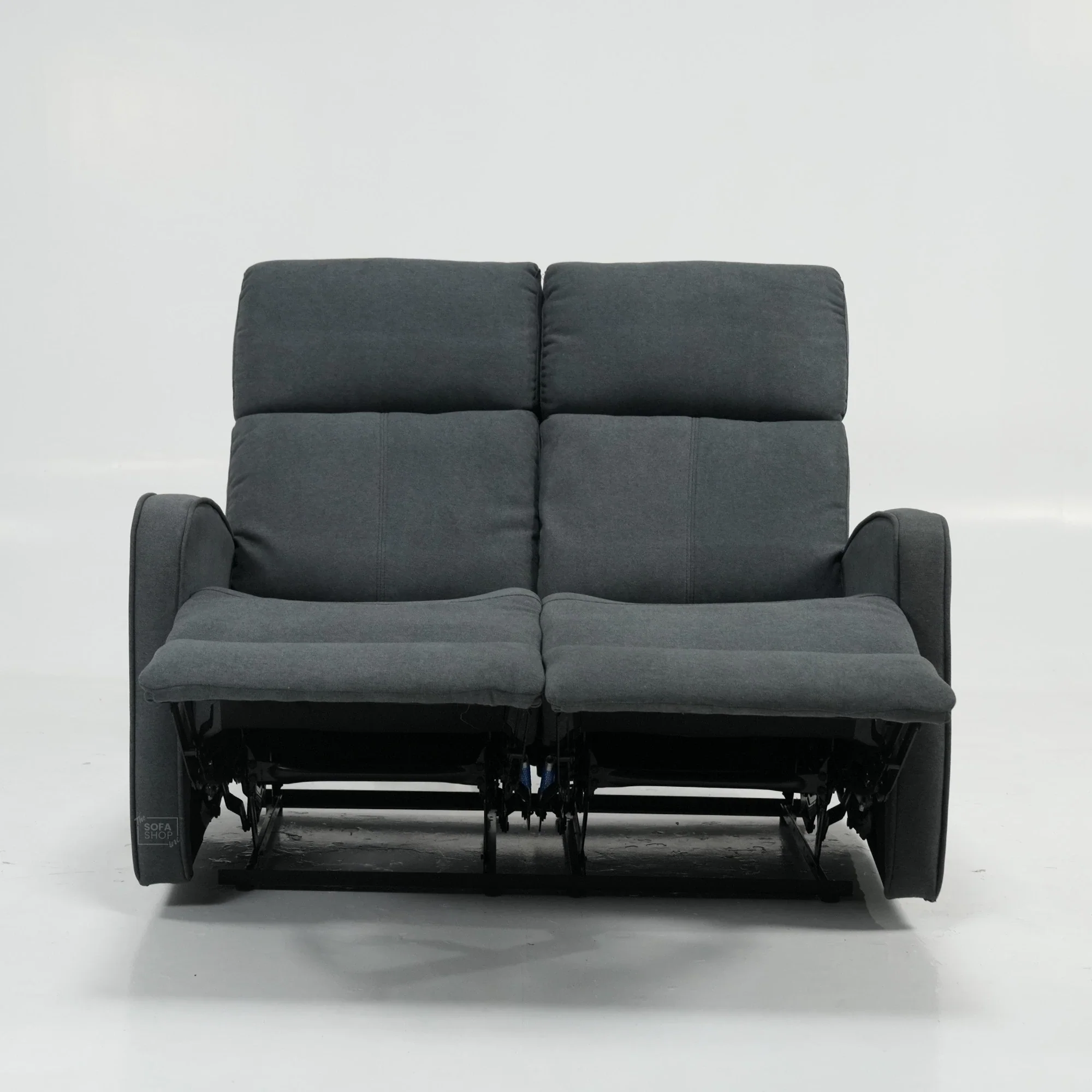 2 Seater Manual Fabric Sofa in Dark Grey | Fully Reclining Seats With Ripped Backrest | Parma | Second Hand Sofa 08 | The Sofa Shop - Image 6