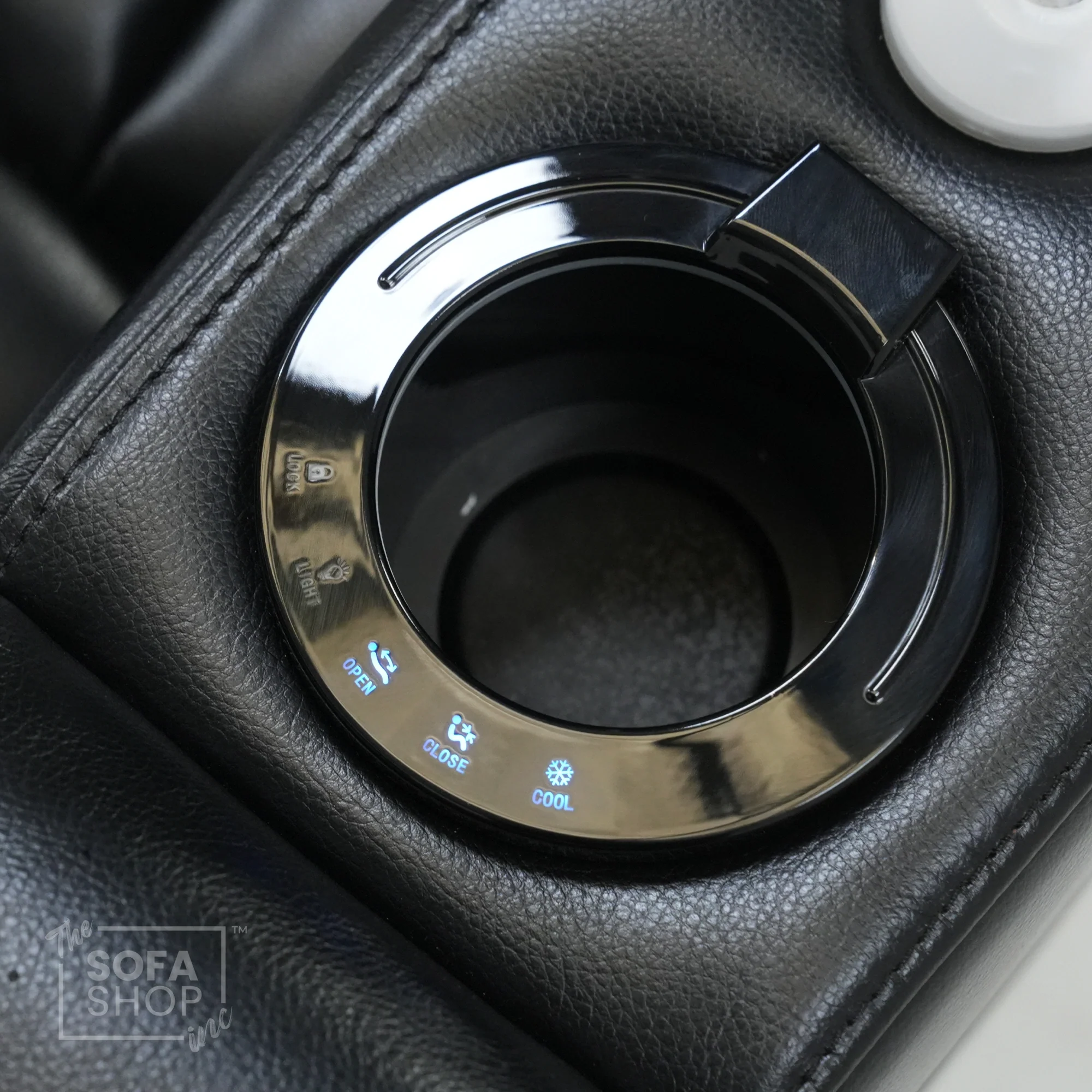 2 Seater Black Leather Smart Recliner With Massage & Speakers | Different Cupholders | Venice | Ex Display - Image 6