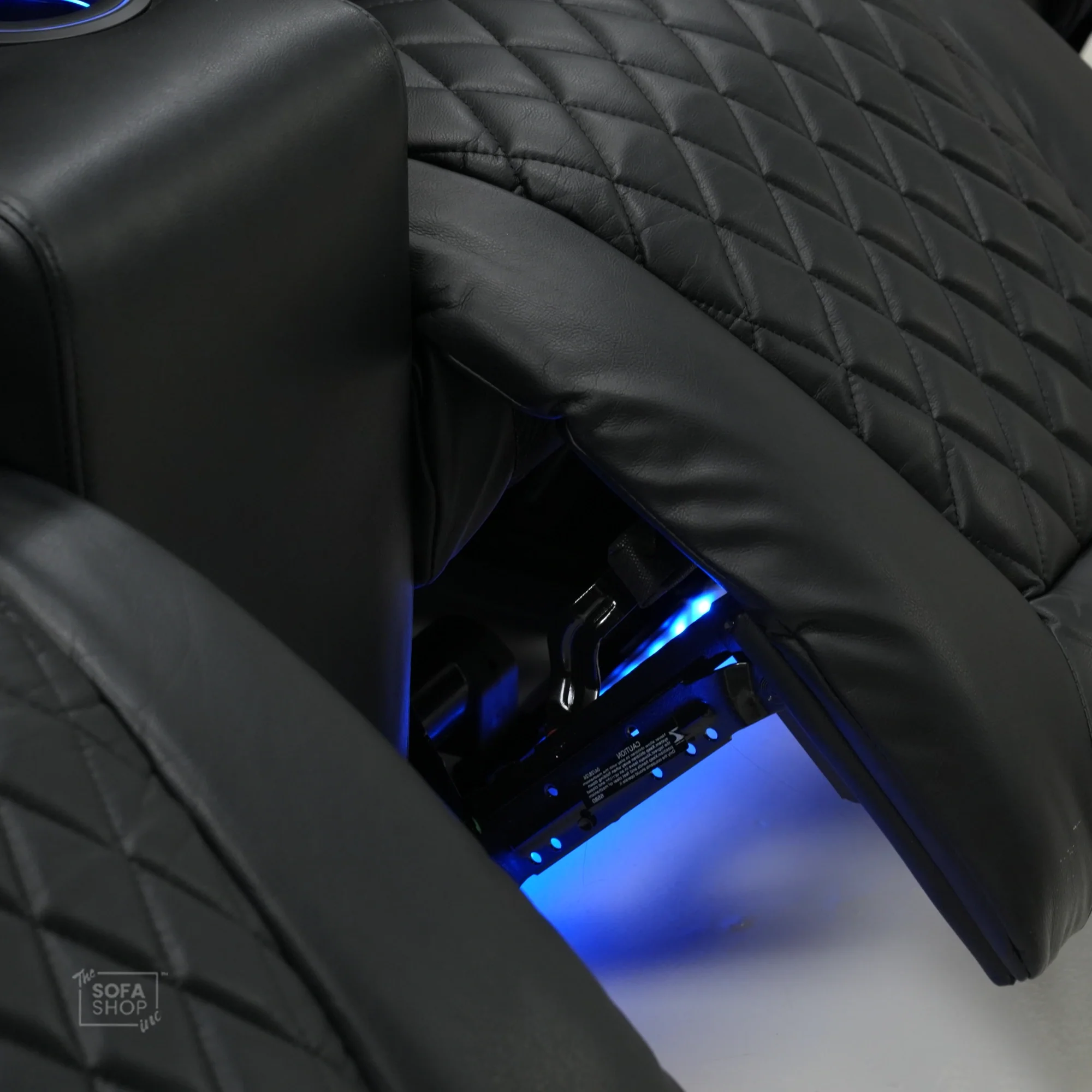 3 Seater Black Leather Electric Smart Recliner With Massage & Tray Tables | Venice | SS33 | The Sofa Shop - Image 11