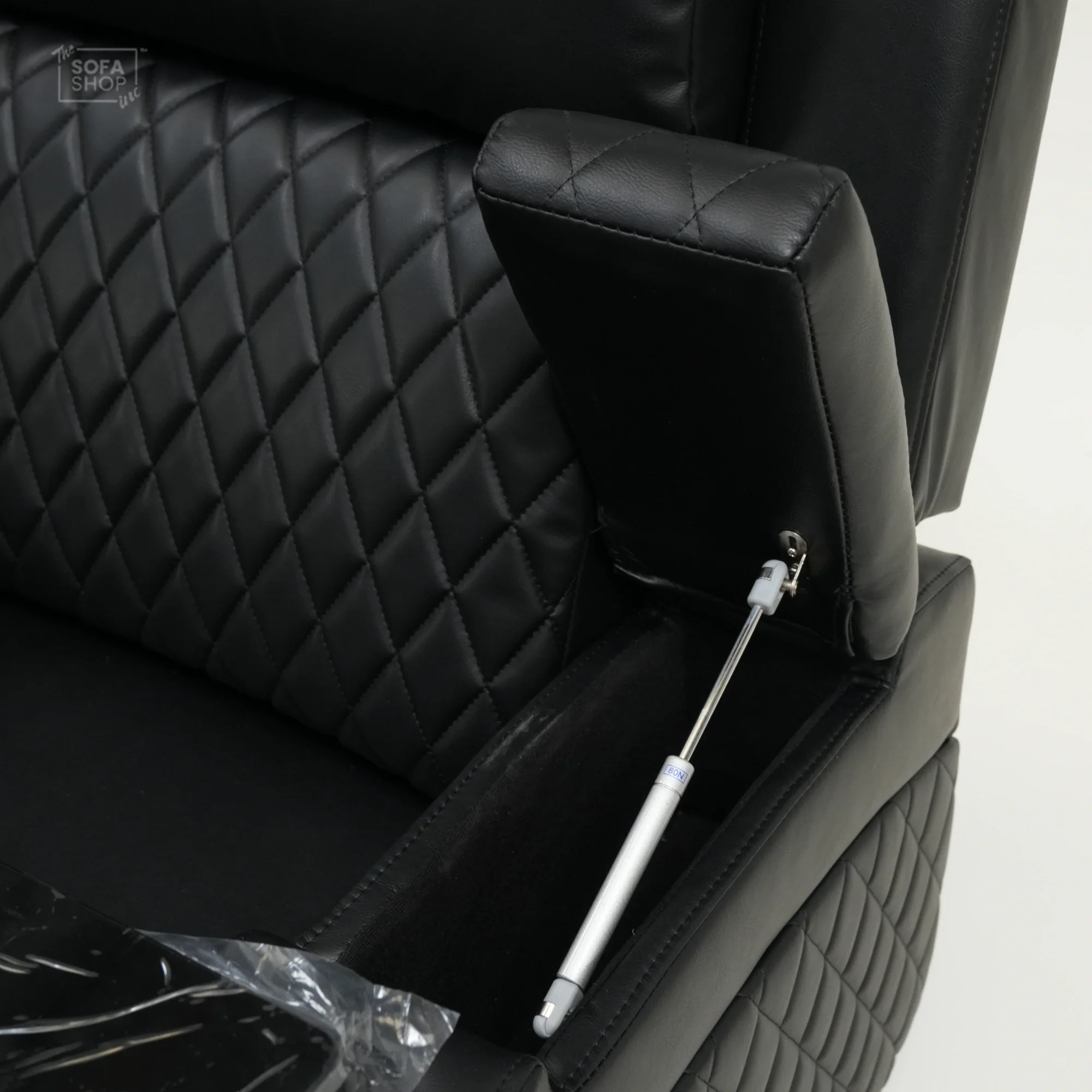 3 Seater Black Leather Electric Smart Recliner With Massage & Tray Tables | Venice | SS33 | The Sofa Shop - Image 12