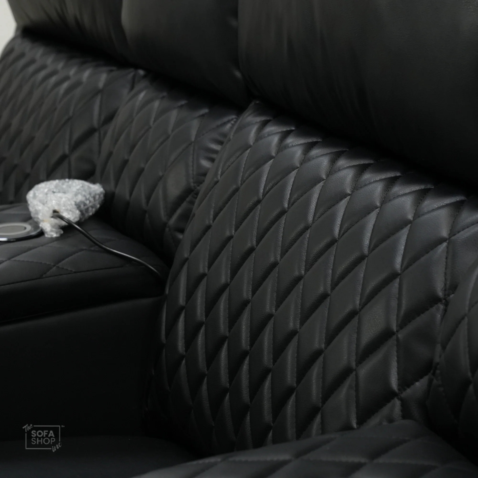 3 Seater Black Leather Electric Smart Recliner With Massage & Tray Tables | Venice | SS33 | The Sofa Shop - Image 6