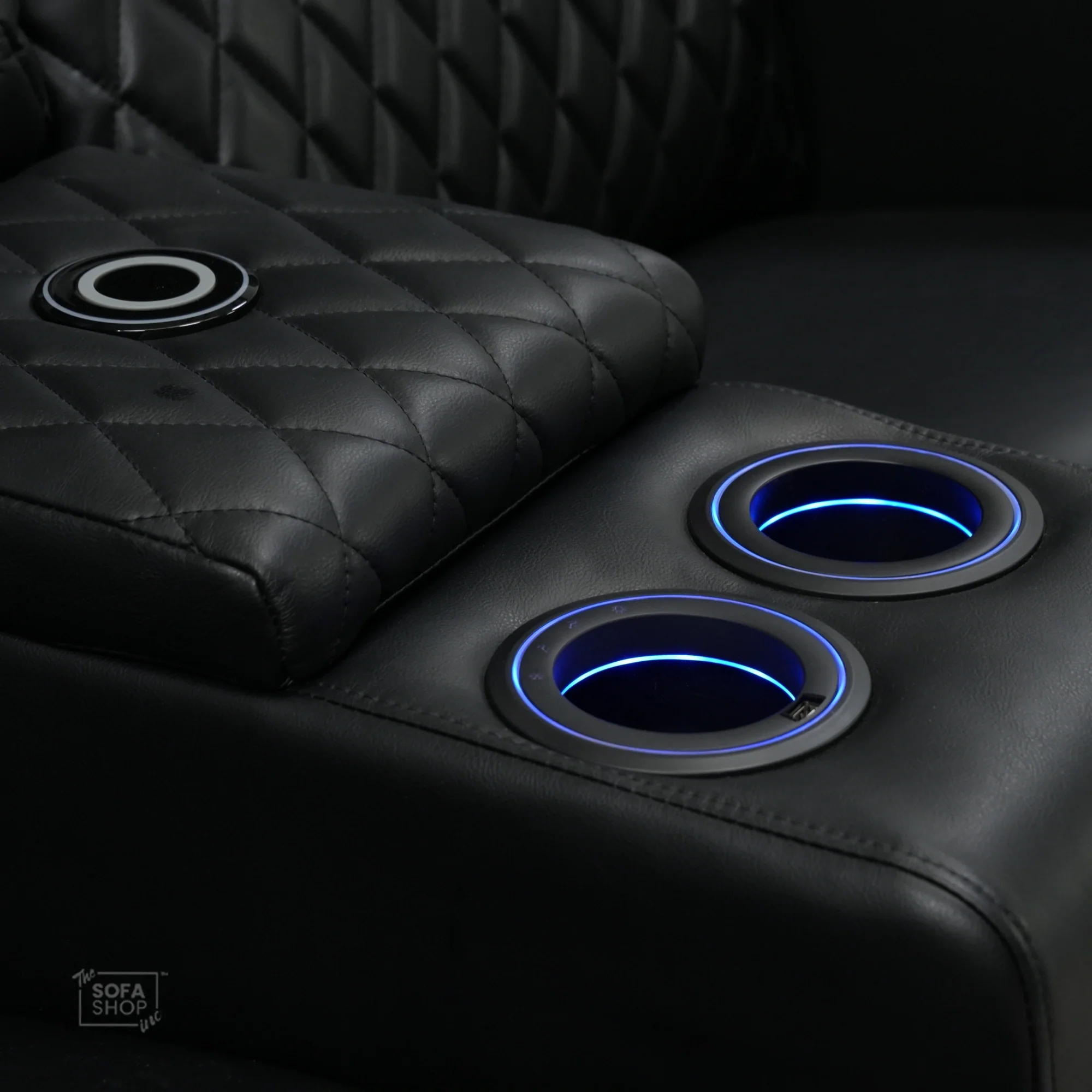 3 Seater Black Leather Electric Smart Recliner With Massage & Tray Tables | Venice | SS33 | The Sofa Shop - Image 7