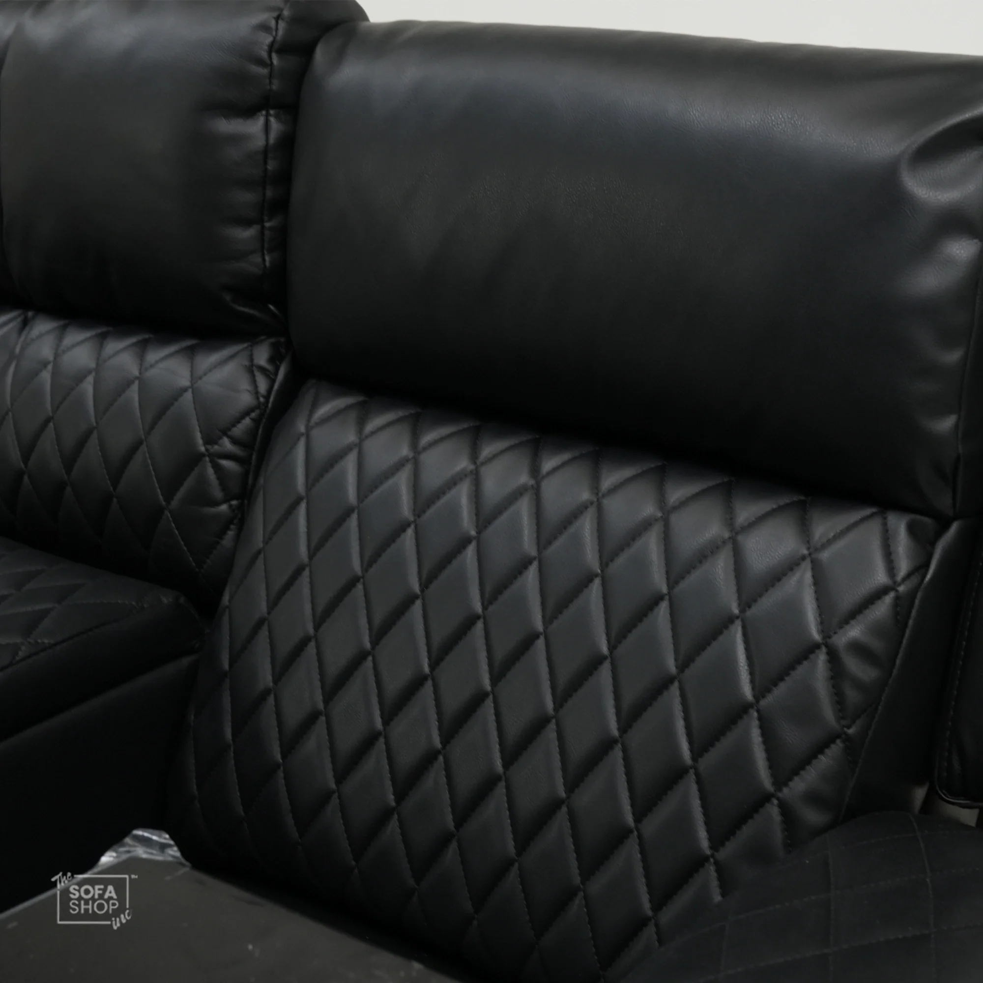 3 Seater Black Leather Electric Smart Recliner With Massage & Tray Tables | Venice | SS33 | The Sofa Shop - Image 9