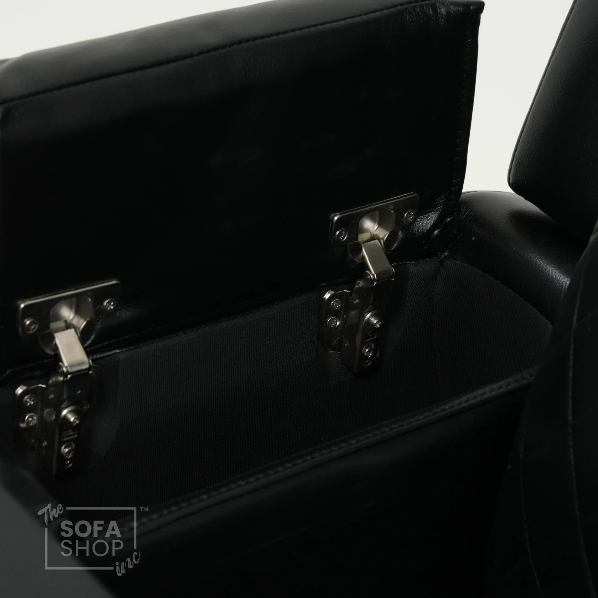3 Seater Black Leather Smart Recliner With Massage & Tray Tables | Cupholder LED Not Working | Venice | Ex-Display - Image 12