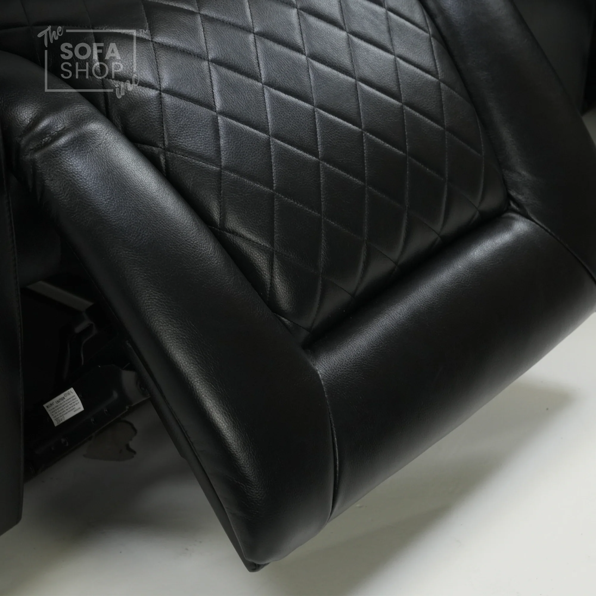 3 Seater Black Leather Smart Recliner With Massage & Tray Tables | Cupholder LED Not Working | Venice | Ex-Display - Image 15