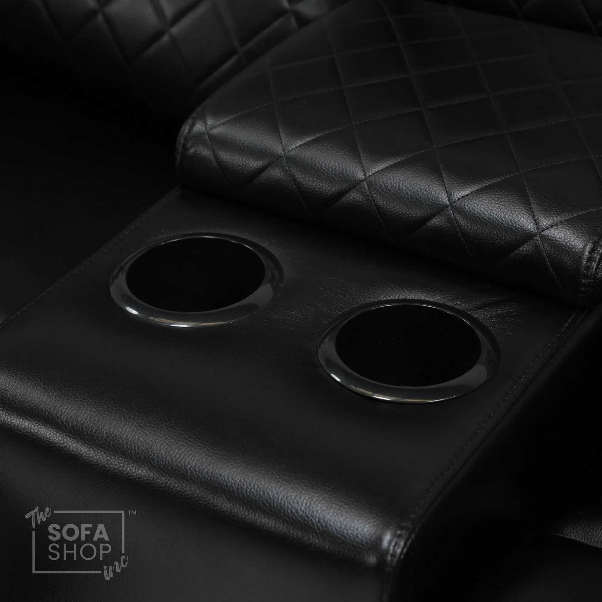 3 Seater Black Leather Smart Recliner With Massage & Tray Tables | Cupholder LED Not Working | Venice | Ex-Display - Image 7